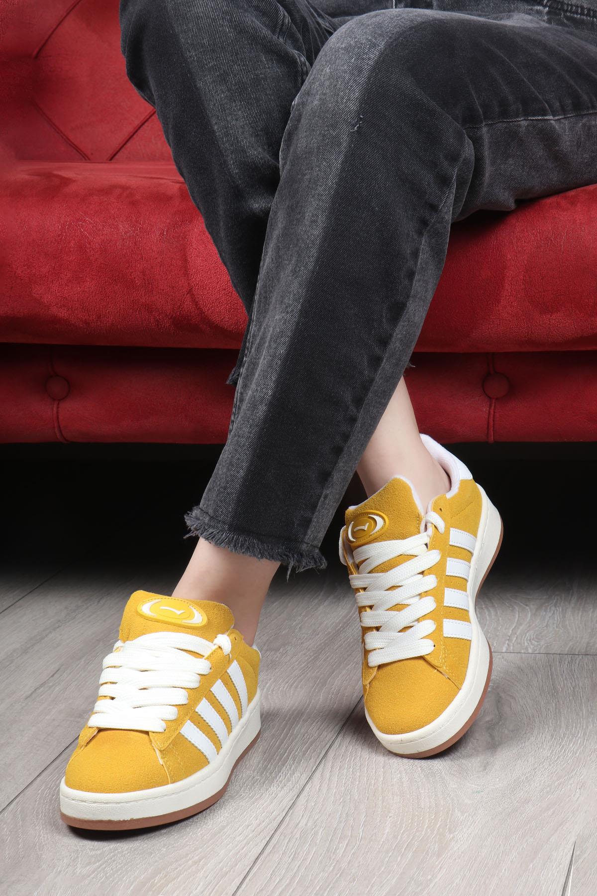 LAMBIRLENT 7460 Unisex Spor Ayakkabı Hardal Beyaz