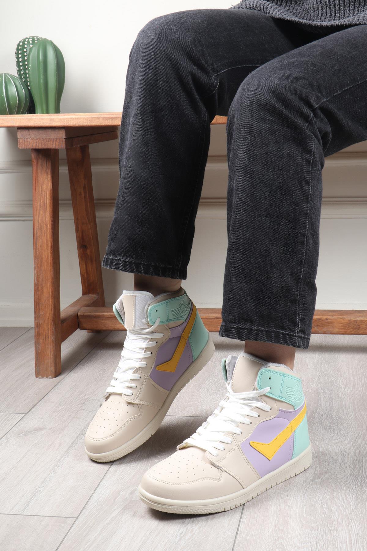 LAMBIRLENT 8070 Çocuk Basket Ayakkabı Lila Yeşil