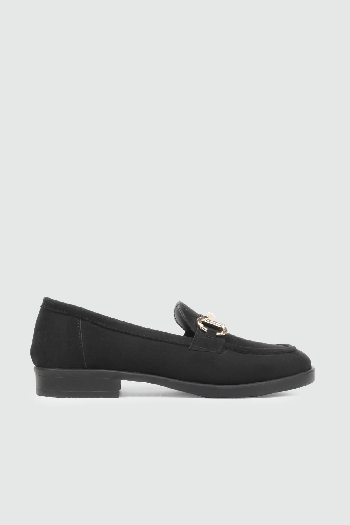 My Bella 25K ZNR-101 Gucci Toka Kadın Babet Siyah Süet