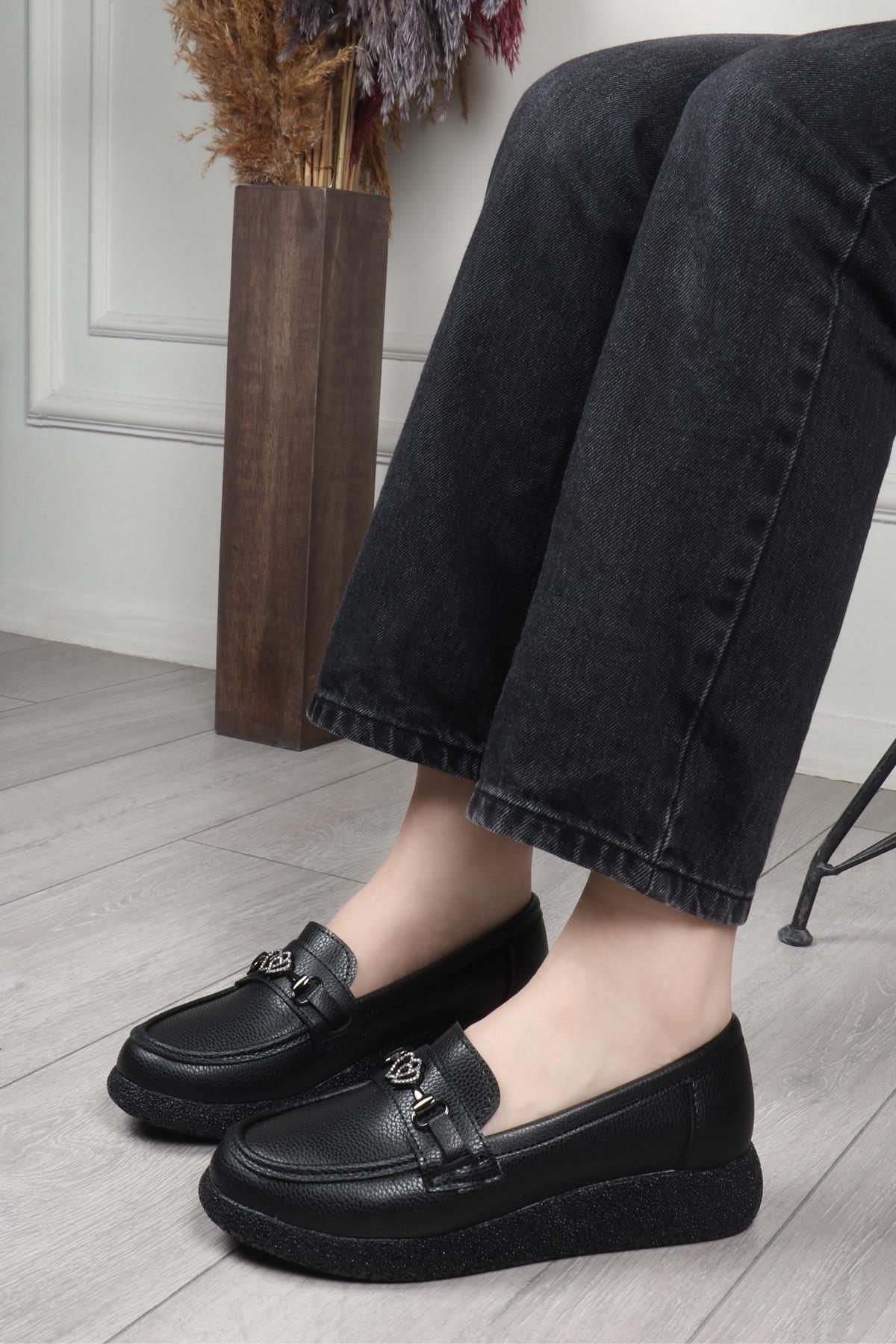 My Bella 25Y RV-112 Kalpli Toka Kadın Ayakkabı Siyah