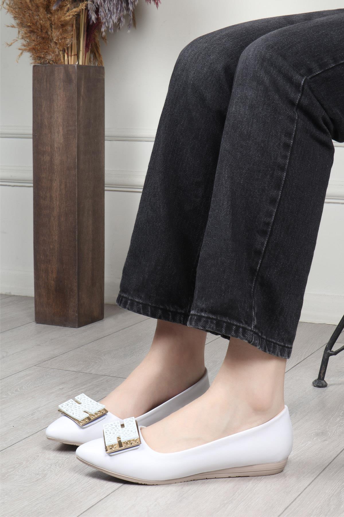 My Bella 25Y ŞM-1032 Tokalı Kadın Babet Beyaz