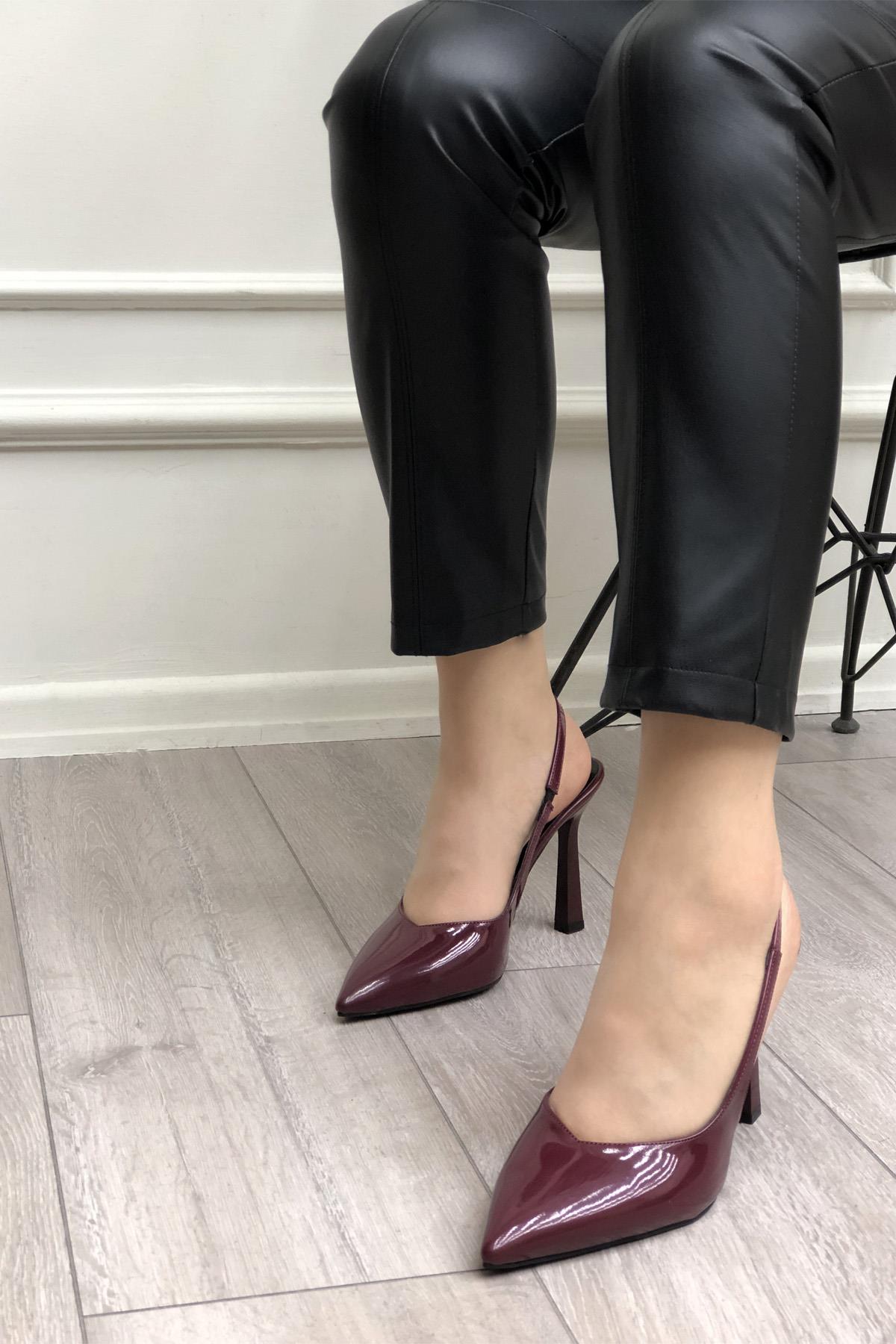 My Bella Angela Topuklu Kadın Ayakkabı Bordo Rugan