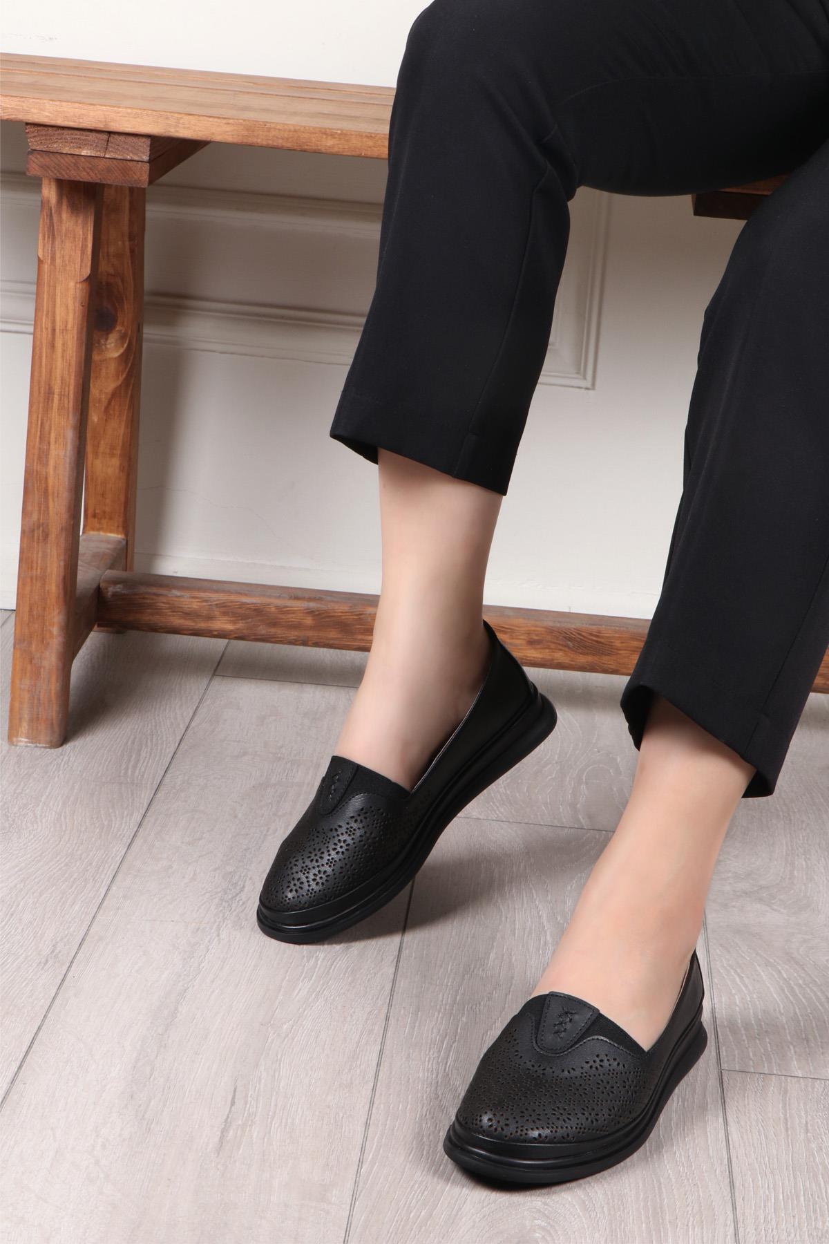 My Bella C-1360 İç Deri Ortopedik Kadın Ayakkabı Siyah