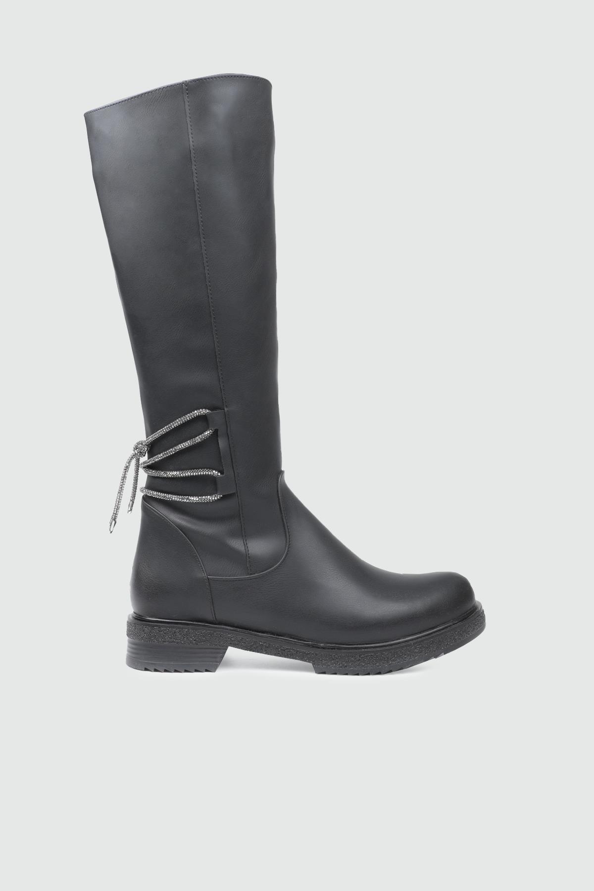 MY BELLA FHM-2002 25K Kısa Taşlı Kadın Çizme Siyah