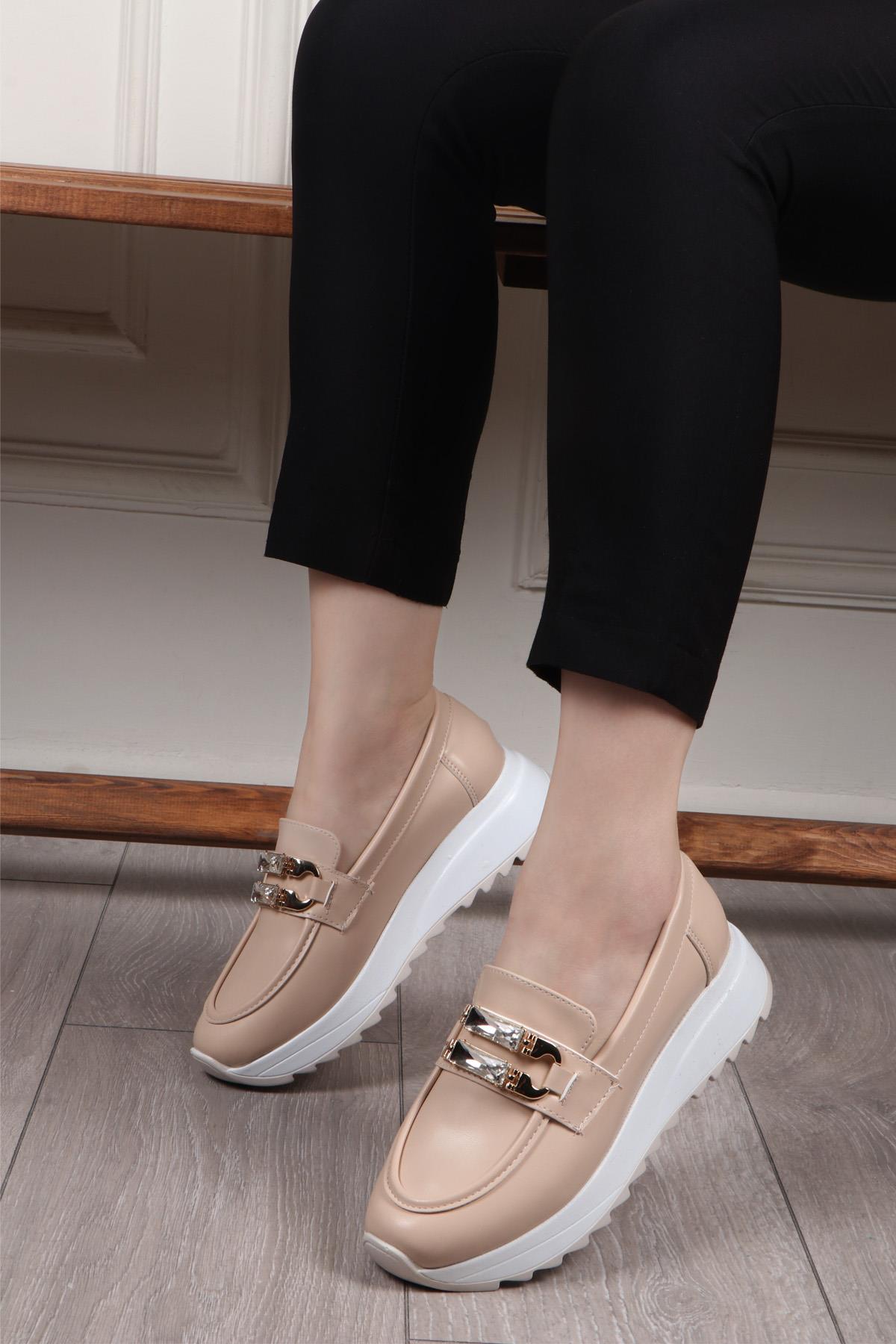 My Bella GÇ-106 Taşlı Kadın Ayakkabı Bej