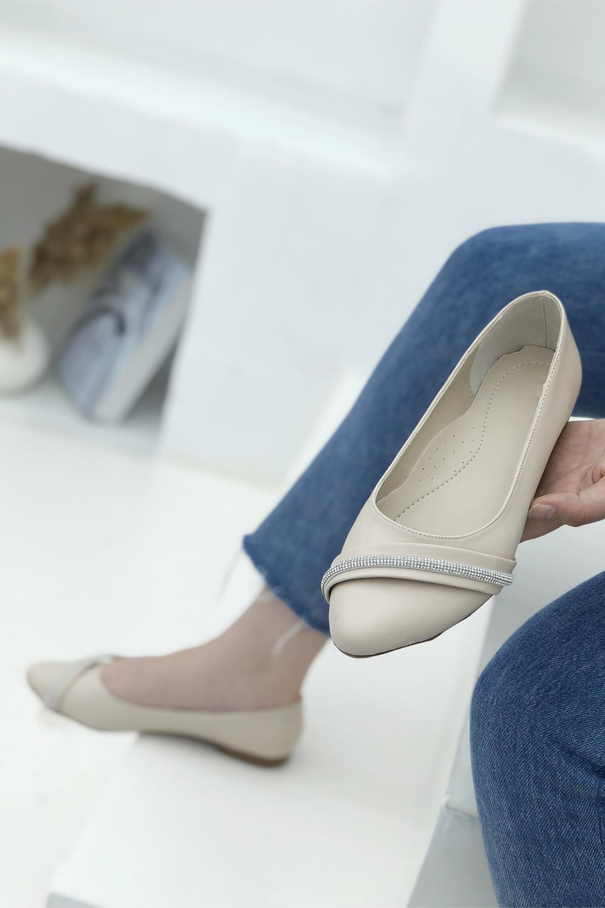 My Bella HL-1009 Taşlı Kadın Babet Ten