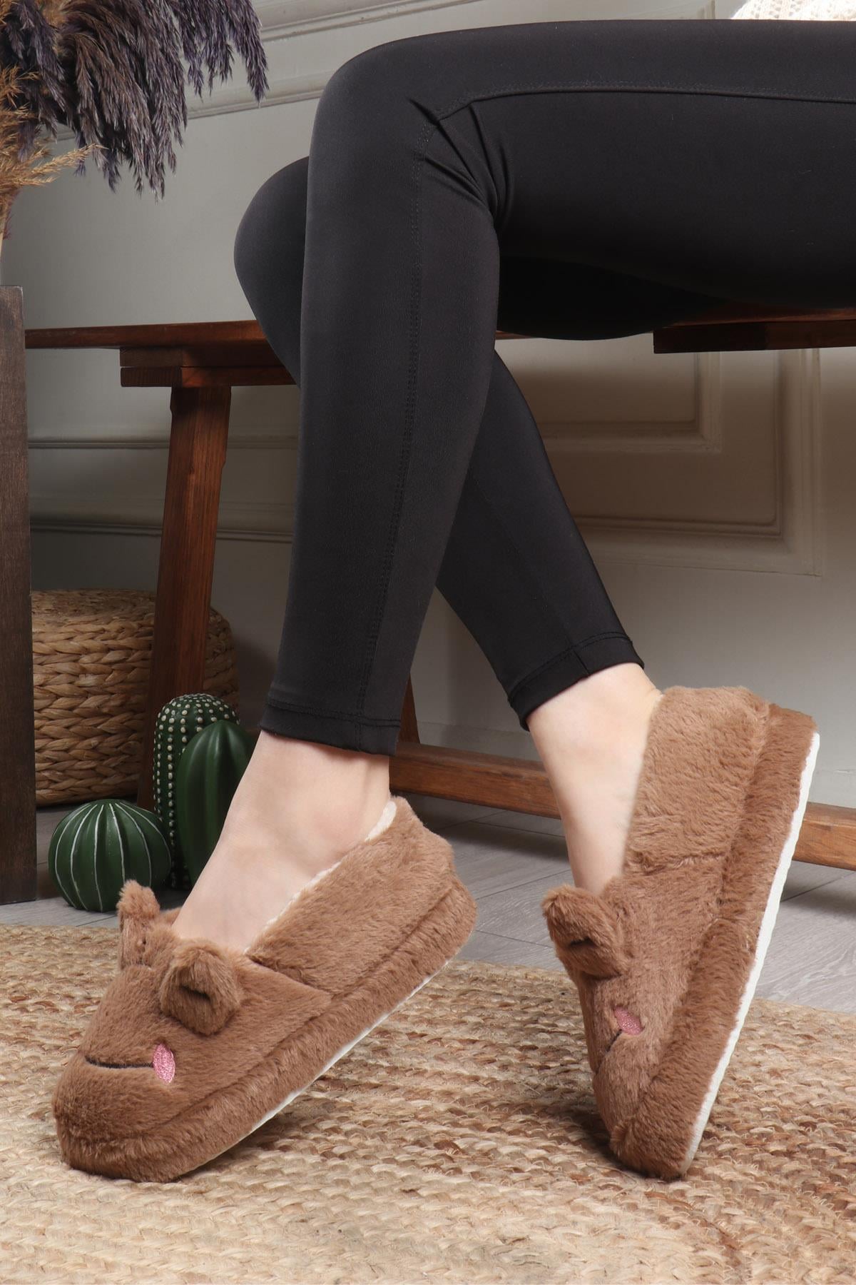 My Bella Kurbağalı Kadın Panduf Taba