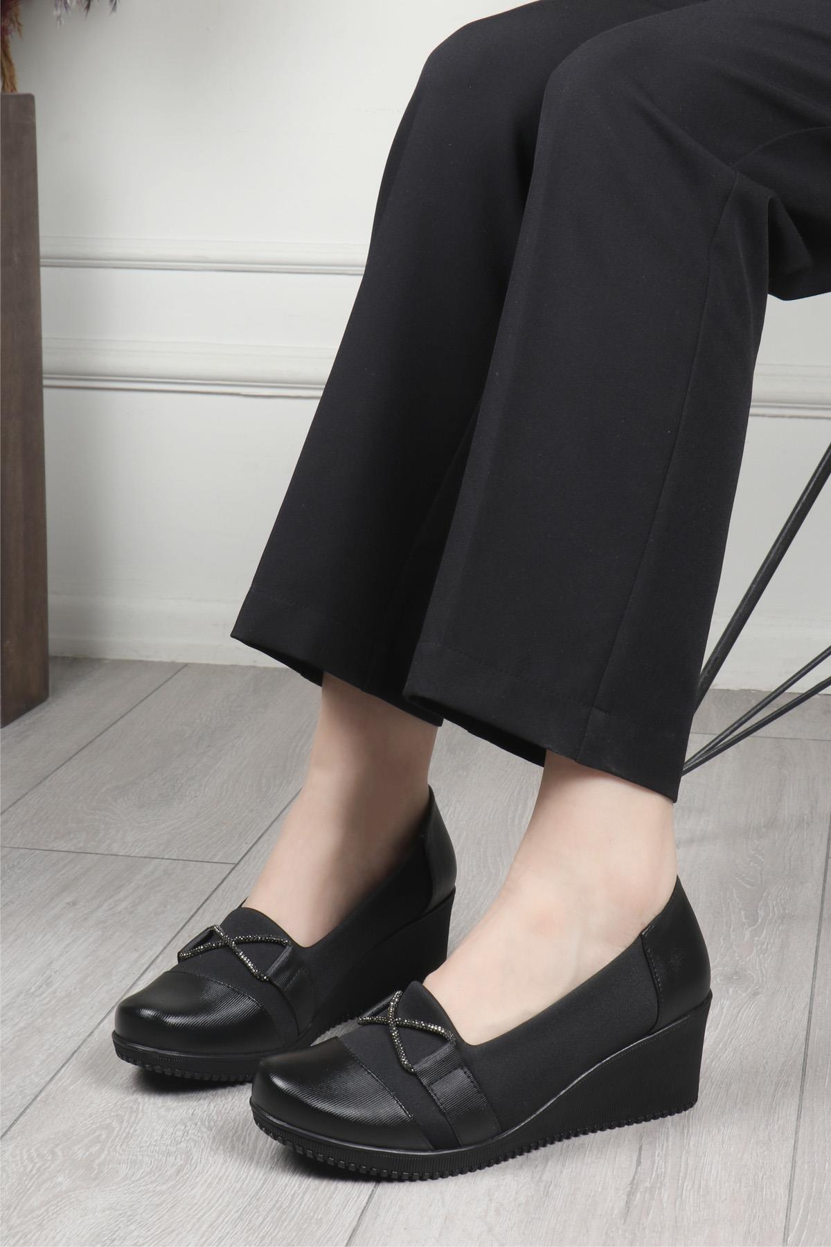 My Bella OT-XV150 Taşlı Kadın Ayakkabı Siyah