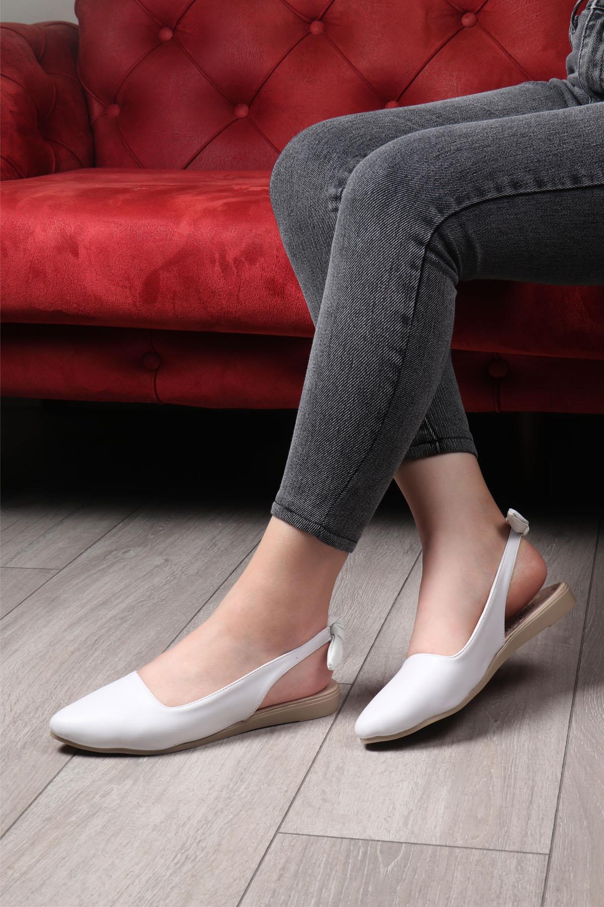 My Bella ŞM-620 Fiyonklu Kadın Babet Beyaz