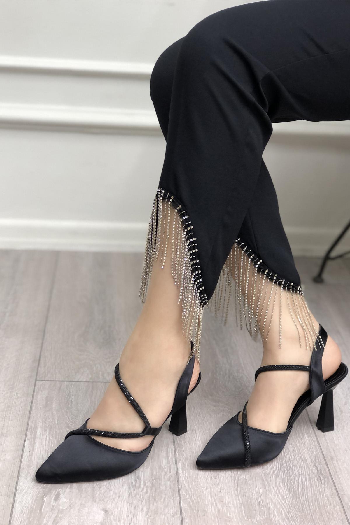 My Bella SP-826 Saten Kadeh Topuk Kadın Ayakkakbı Siyah