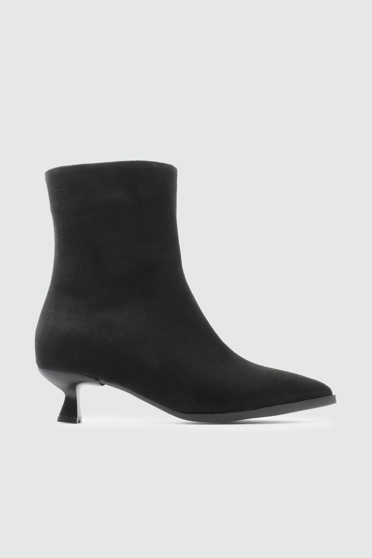 MY BELLA TU-400 25K Sivri Burun Mini Topuk Kadın Bot Siyah Süet
