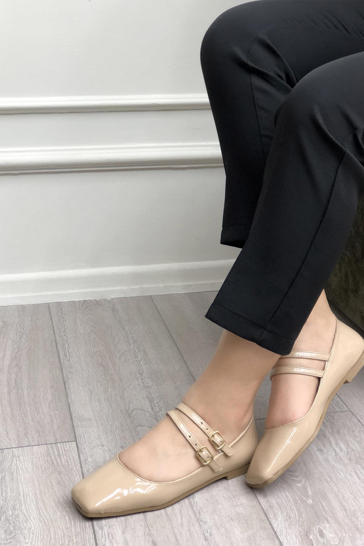 My Bella ZHD-72 Çift B Küt Kadın Ayakkabı Ten Rugan