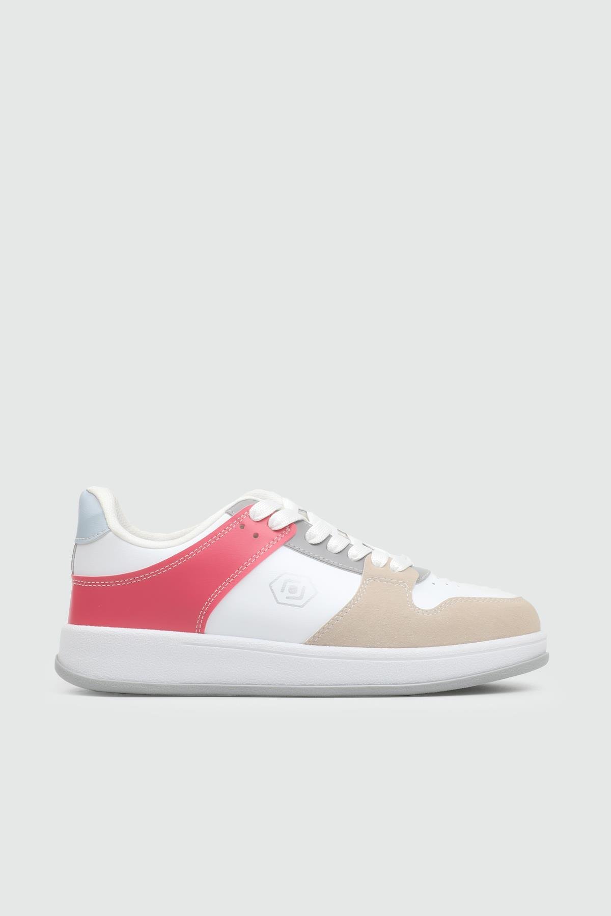 REBOUNT 2025 Unisex Spor Ayakkabı Beyaz Gri Fuşya