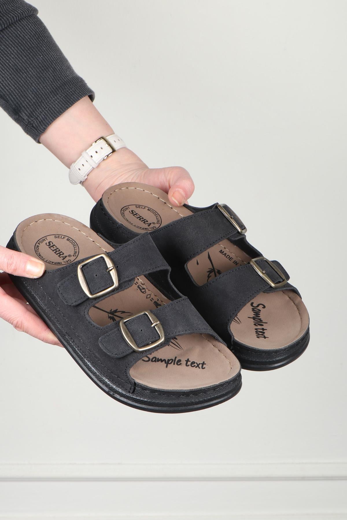 SERRA 25Y-5010 Unisex Terlik Siyah Nubuk