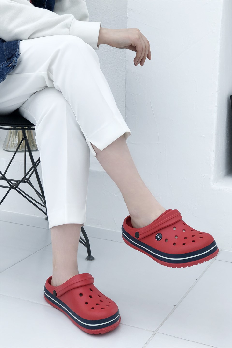 Sonimix Günlük Unisex Crocs Kırmızı Laci Beyaz Ceox 0079 | Mybella Shoes