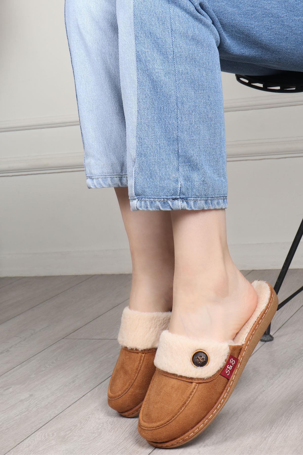 STİLO BELLO Düğmeli Kadın Terlik Taba