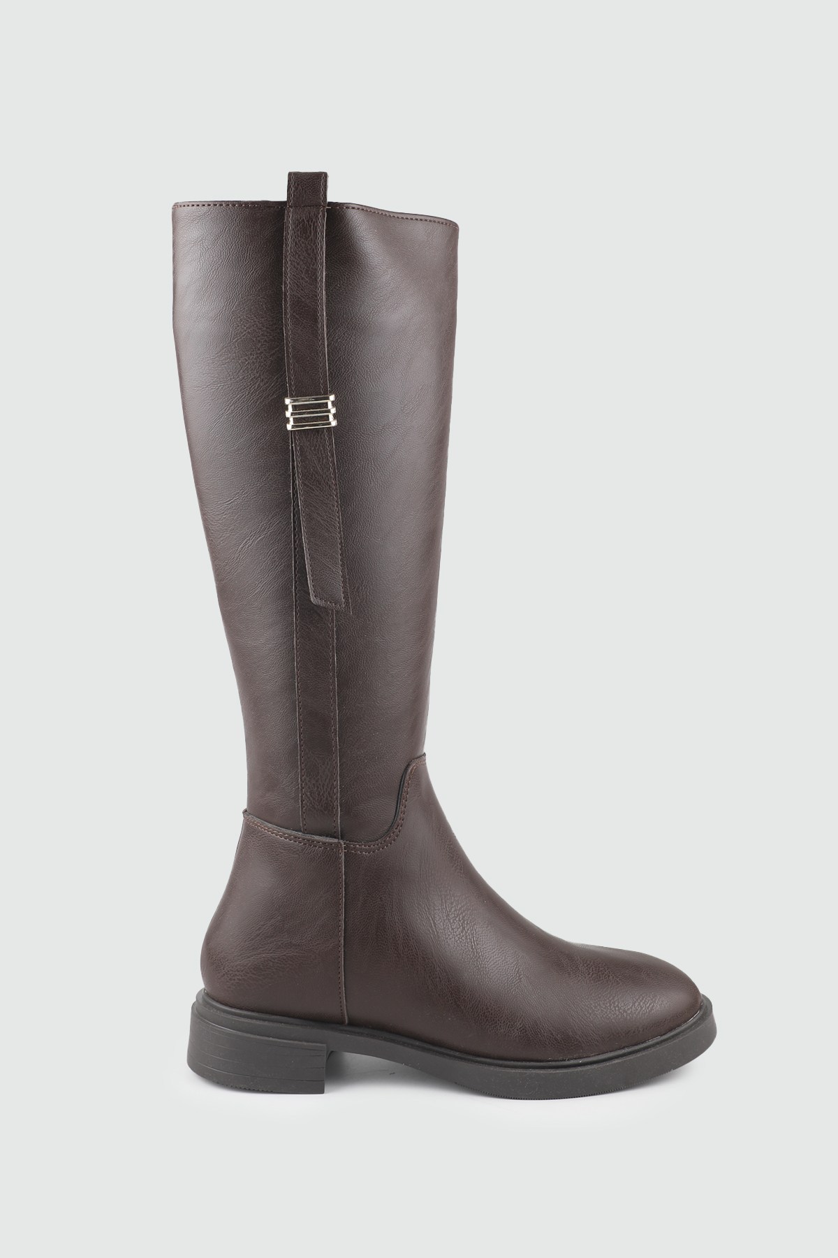 Toka Detaylı Kahve Kadın Çizme Keçeli Shoes 008