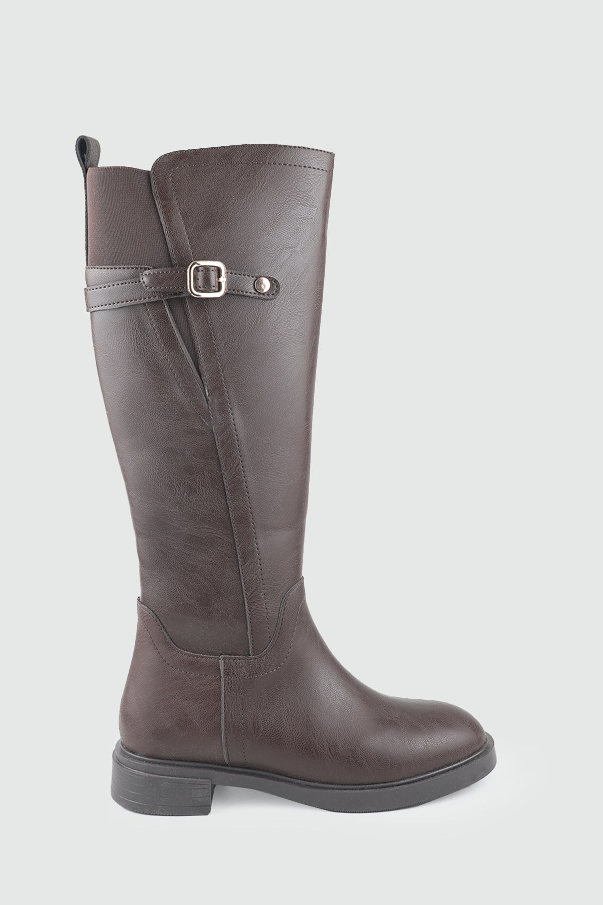 Toka Detaylı Kahve Kadın Çizme Keçeli Shoes 022