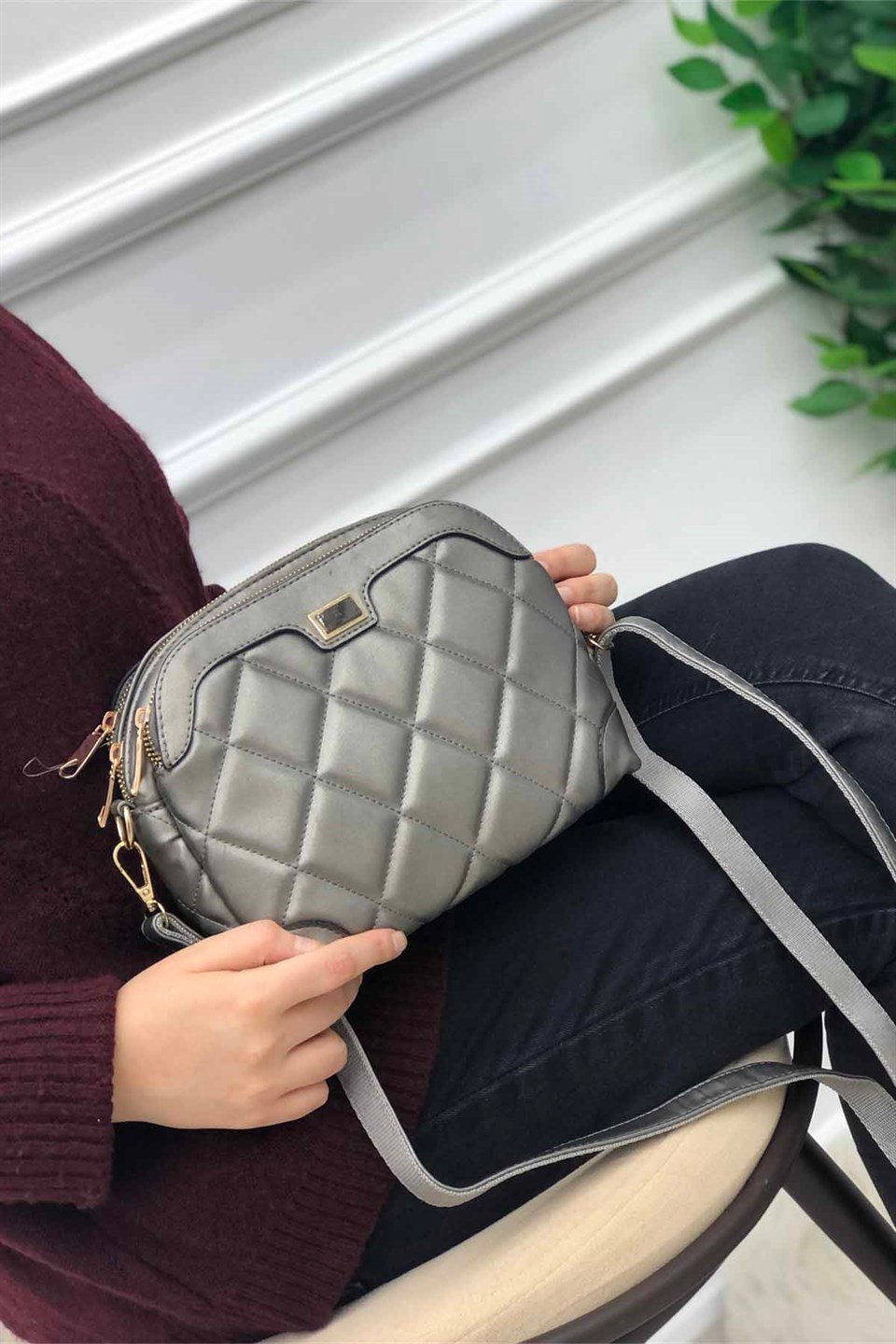 VARONA 1324 Kadın Çanta Kurşun Kapitone