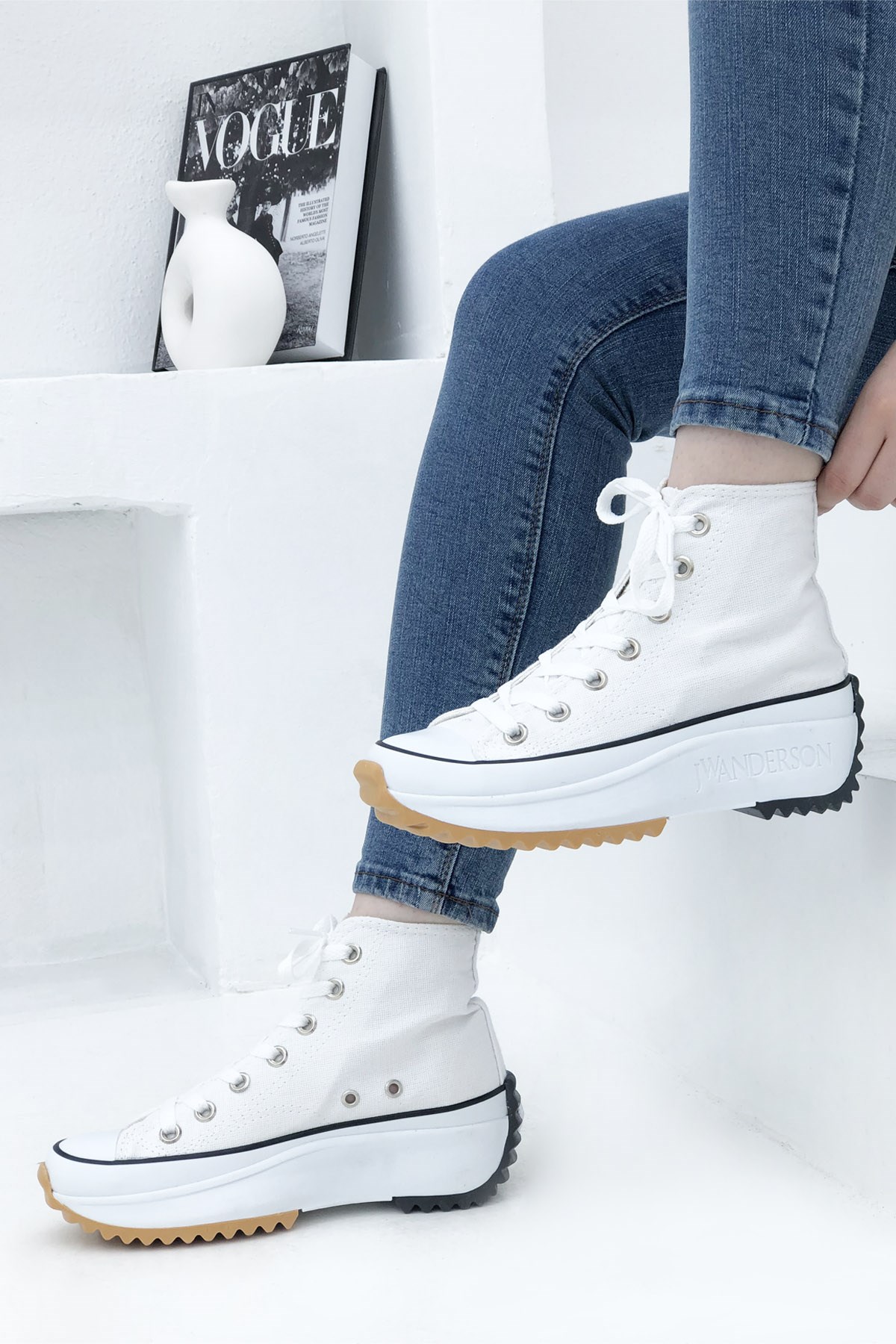 Beınsteps Yüksek Kalın Taban Ultra Unisex Converse Beyaz | Mybella Shoes