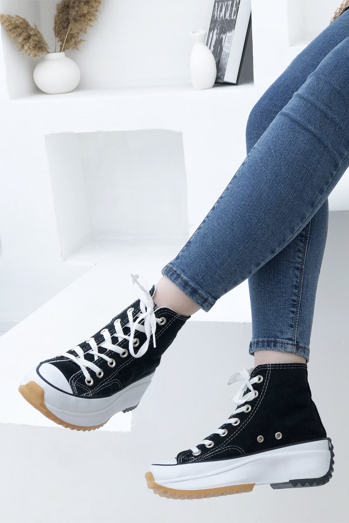 Yüksek Kalın Taban Ultra Unisex Converse Siyah Beınsteps | Mybella Shoes