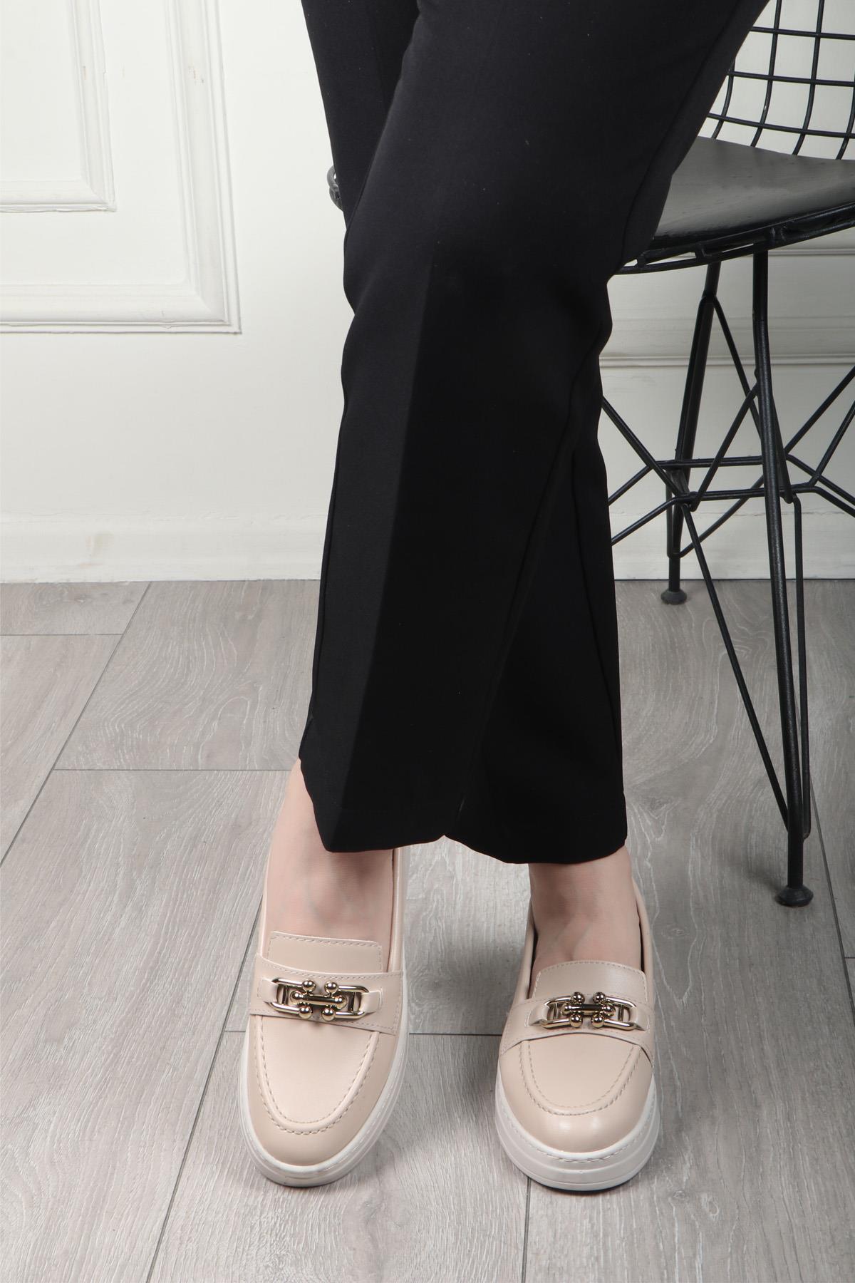 Wanetti 24-602 Yüksek Poli Kadın Ayakkabı Krem