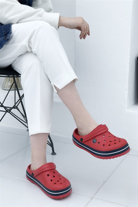 Günlük Unisex Crocs Kırmızı Laci Beyaz Ceox 0079 Sonimix | Mybella Shoes