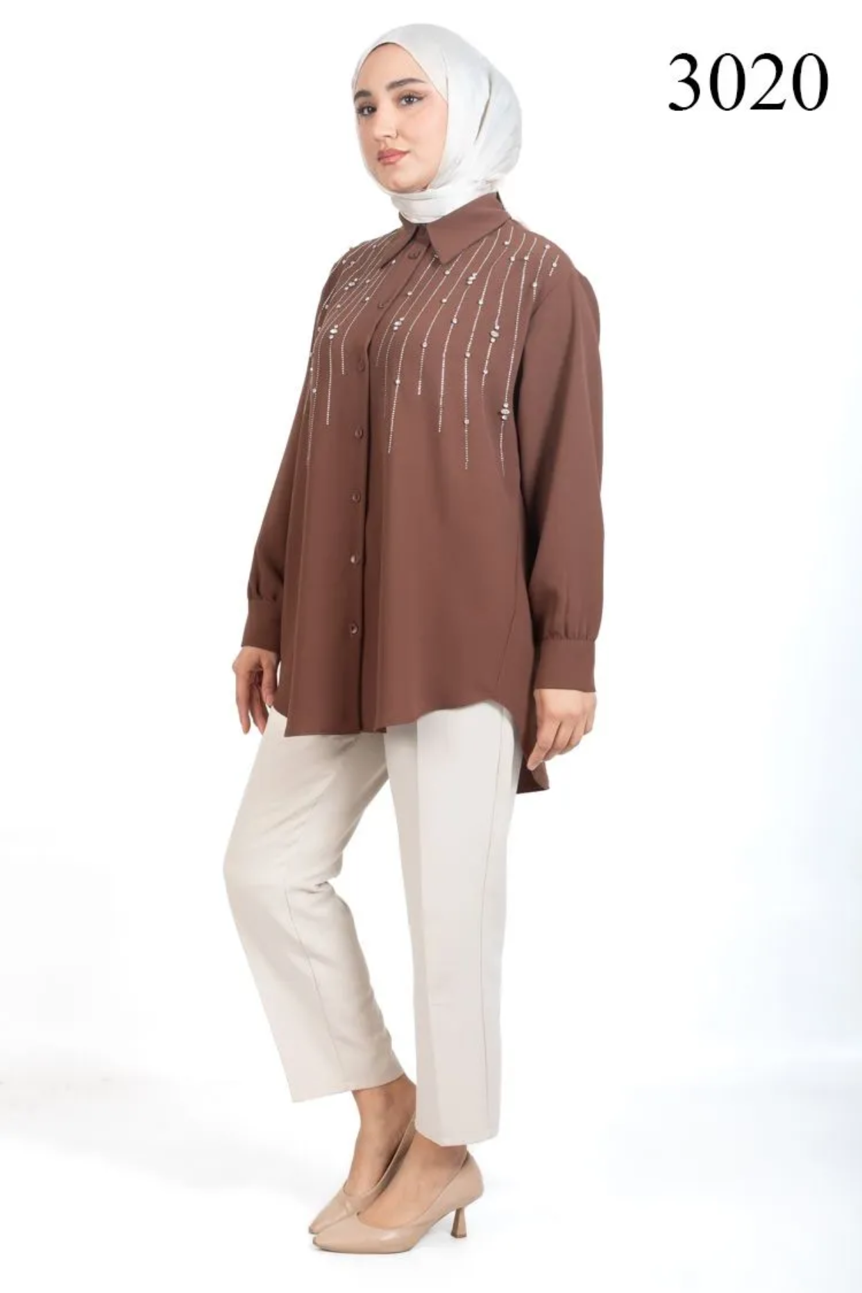 Tesettür 3020 Önü Taşlı Tunik