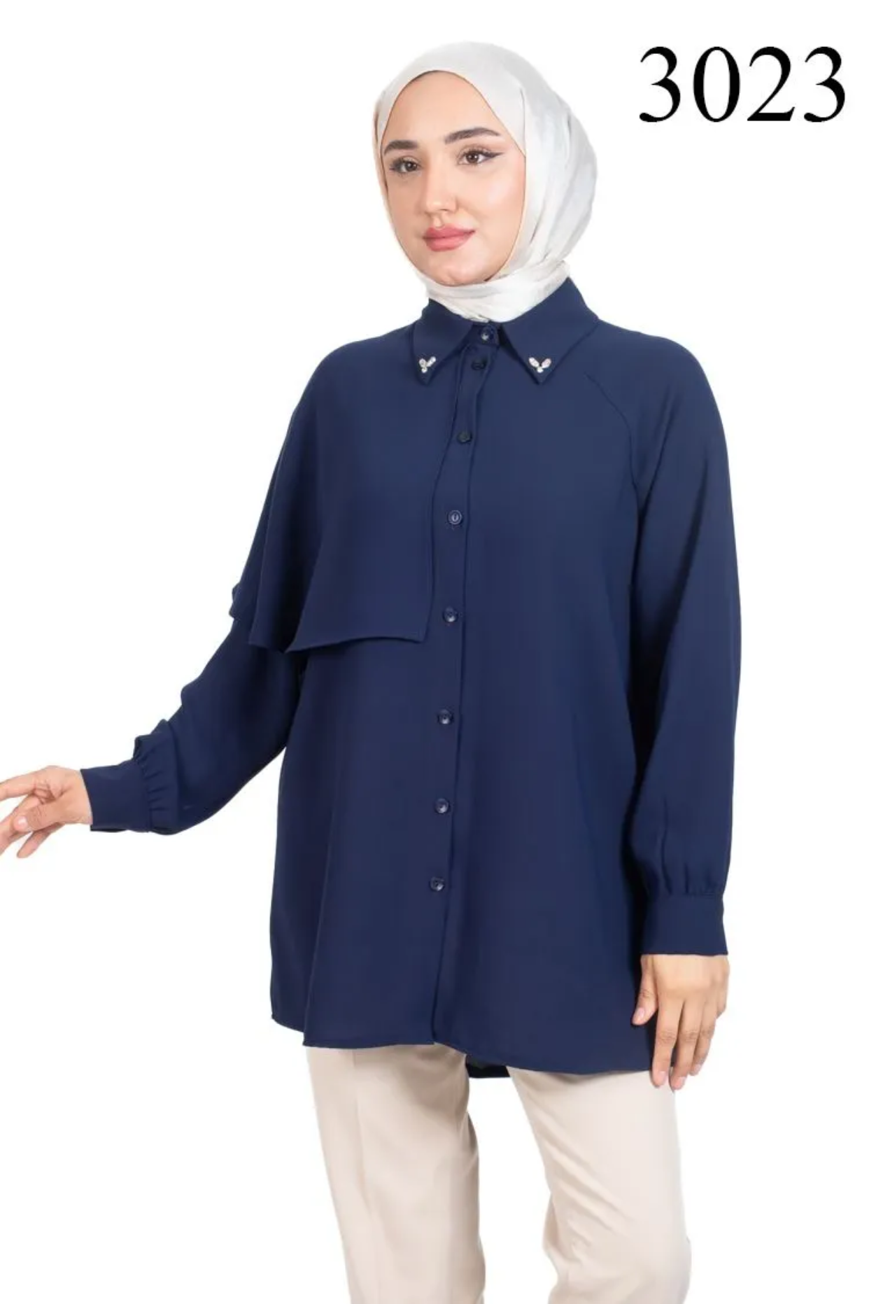 Tesettür 3023 Yarım Pelerinli Tunik