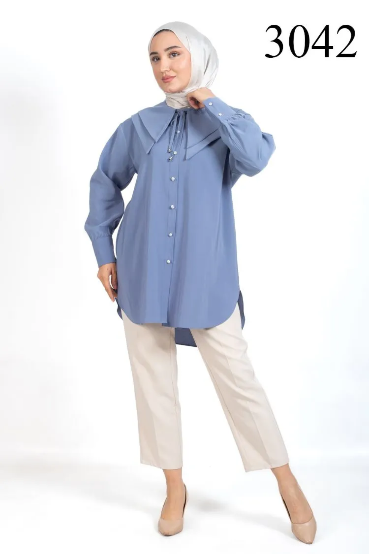 Tesettür 3042 Bebe Yaka Tunik