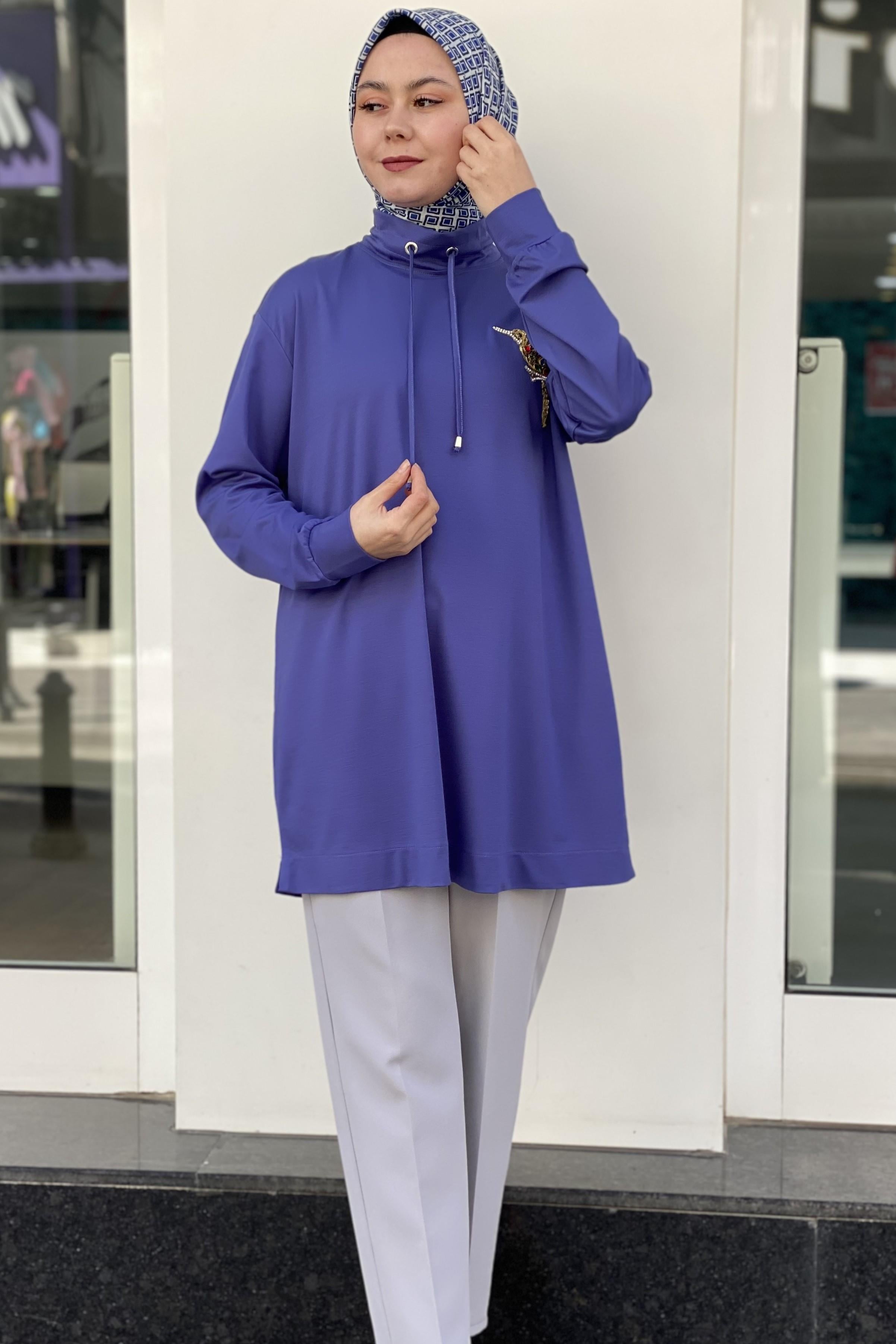 Tesettür 3061 Kuş Detaylı Tunik