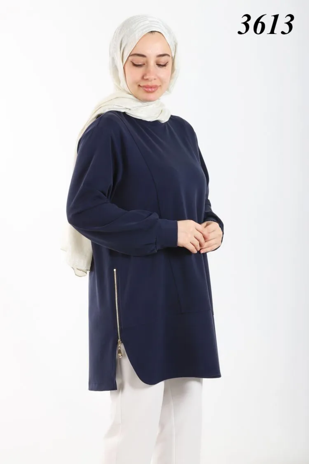 Tripen tesettür 3613 Yanları fermuarlı tunik