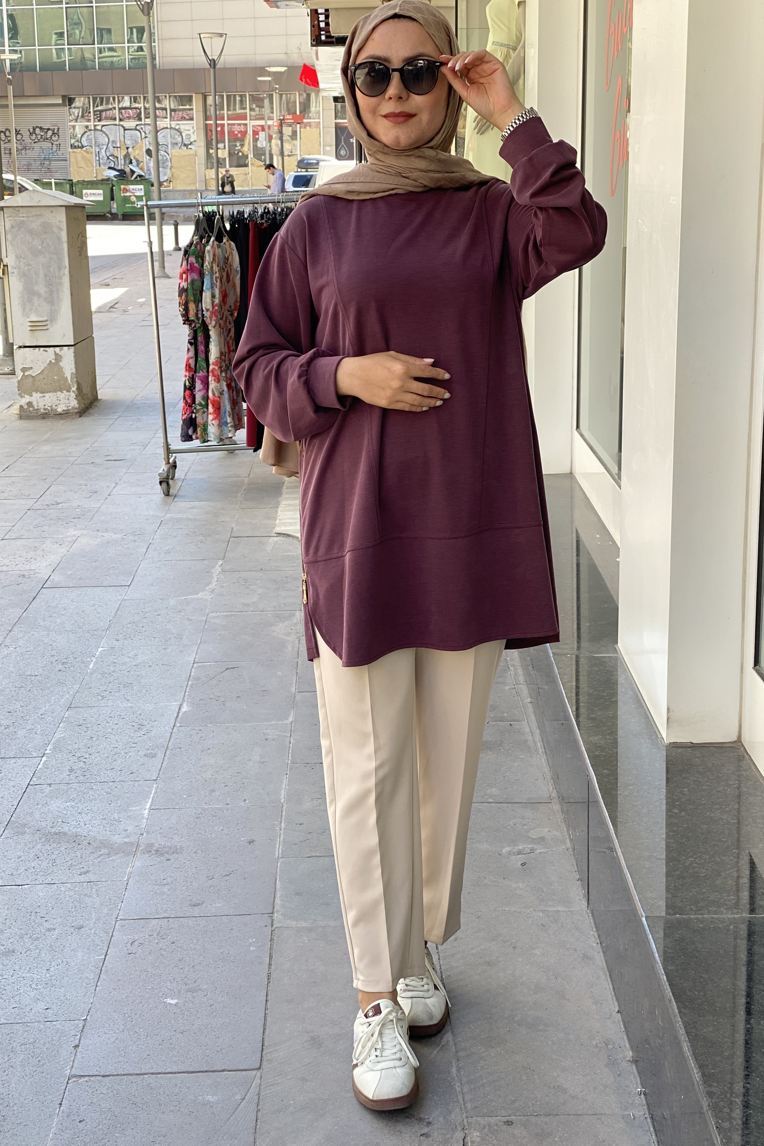 Tripen tesettür 3613 Yanları fermuarlı tunik