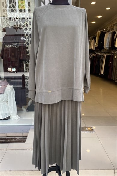 Raıment tesettür 0135 Yanları fermuarlı etekli takım