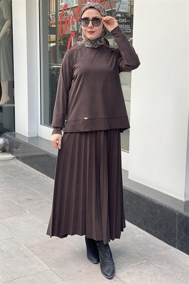 Raıment tesettür 0135 Yanları fermuarlı etekli takım