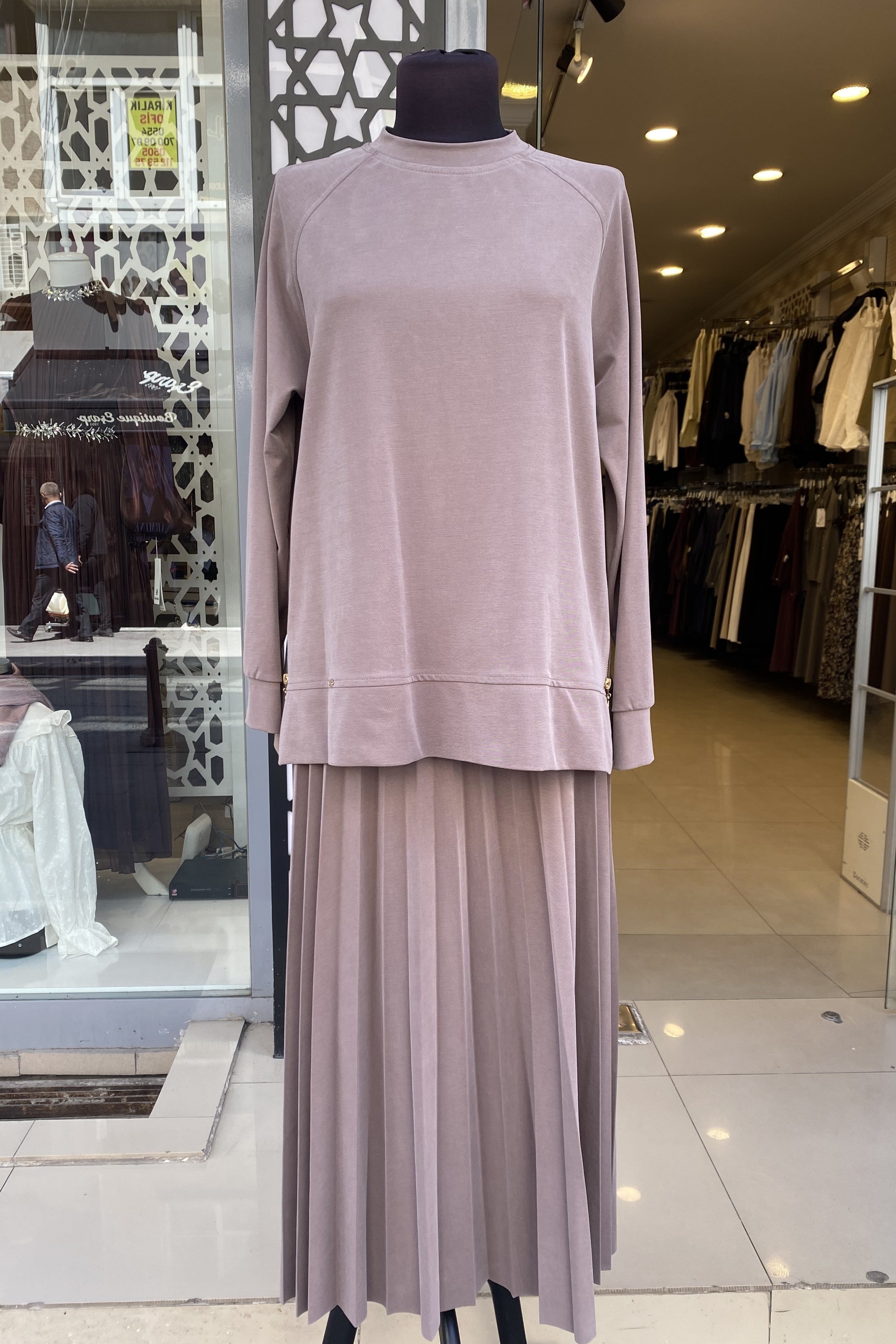 Raıment tesettür 0135 Yanları fermuarlı etekli takım