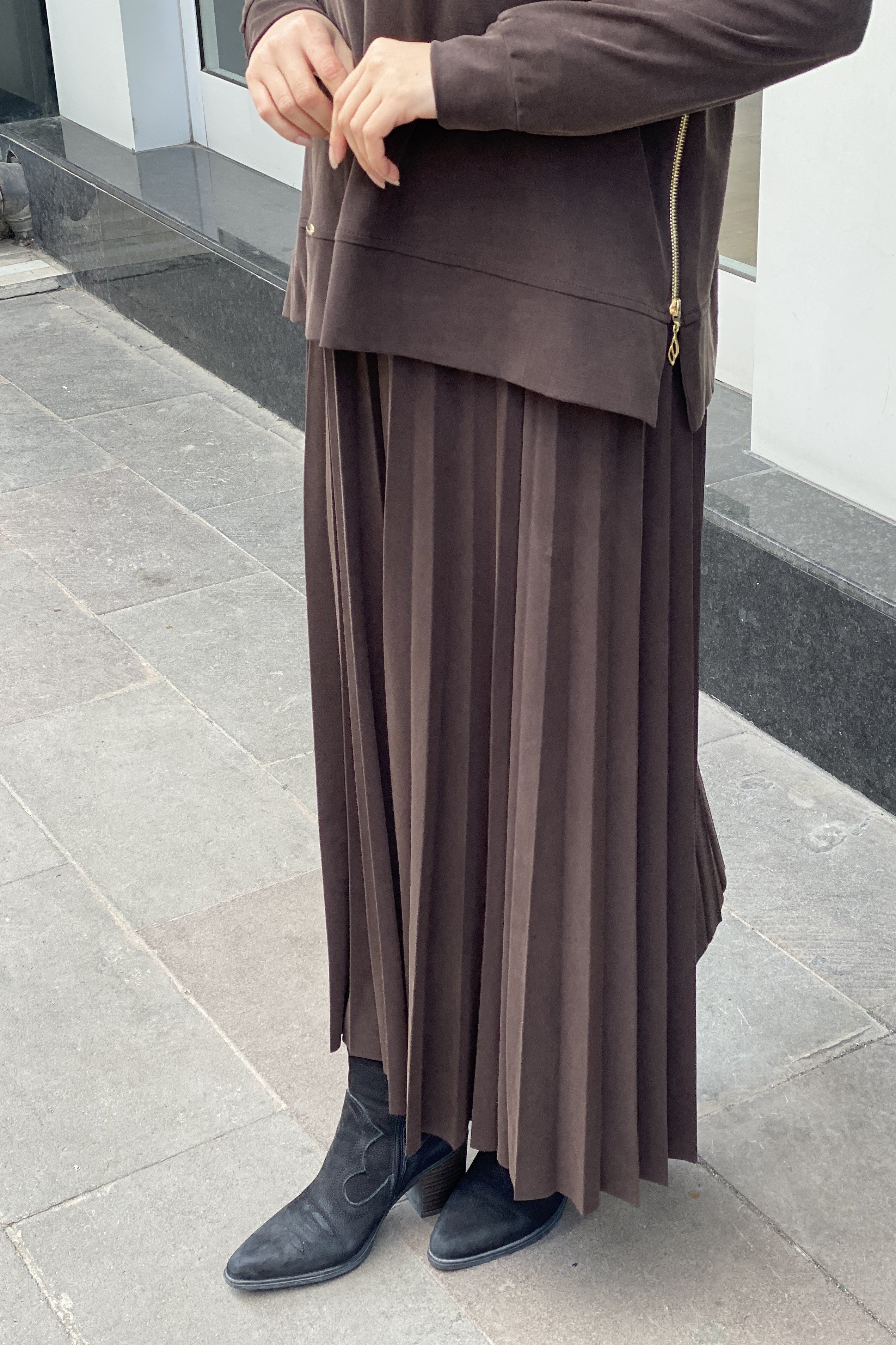 Raıment tesettür 0135 Yanları fermuarlı etekli takım