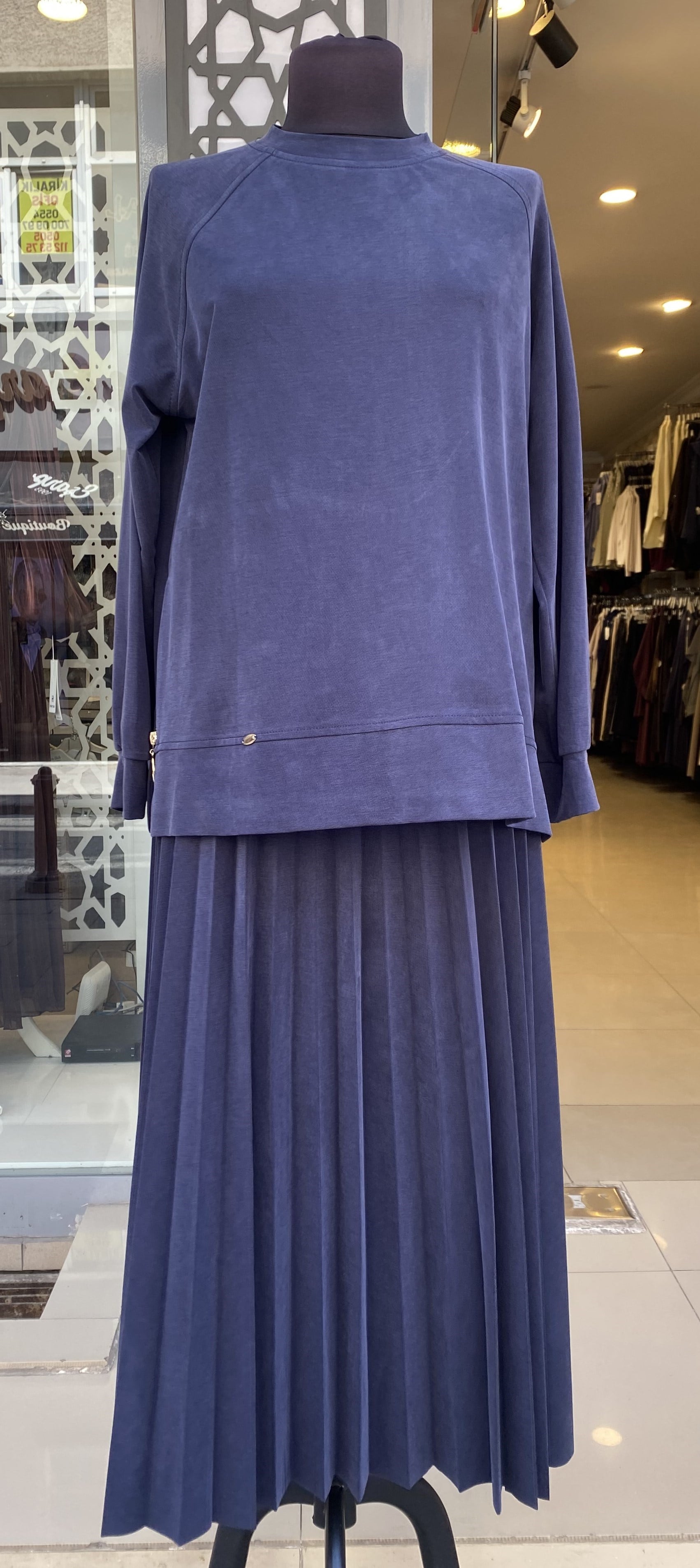 Raıment tesettür 0135 Yanları fermuarlı etekli takım