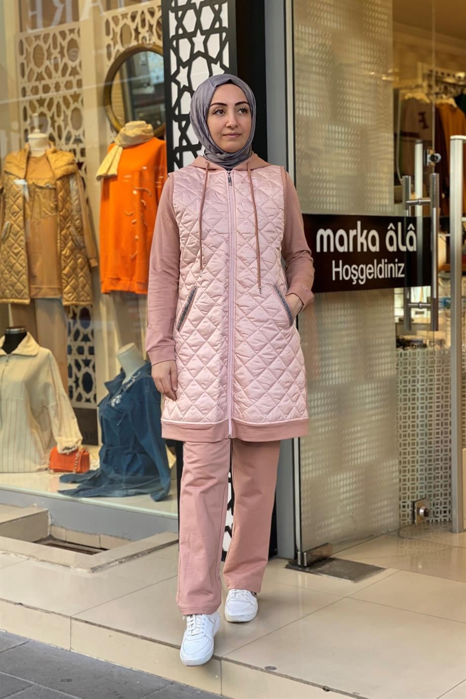 Tesettür 0060 Kapitone Yelekli Üçlü Spor Takım