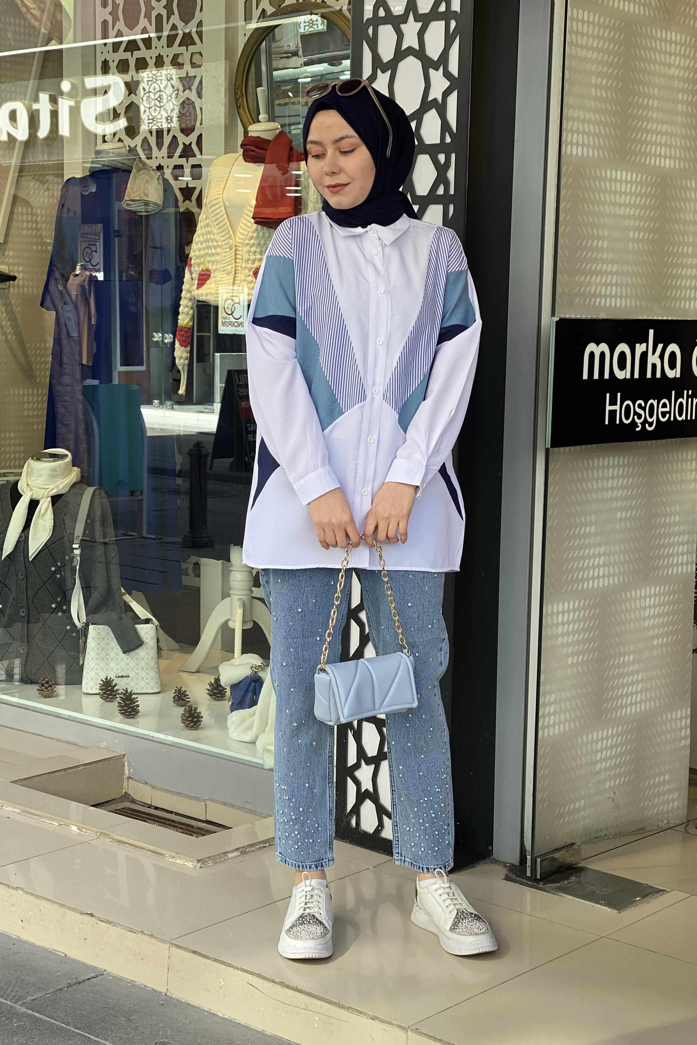Tesettür 2579 Verev Garnilli Gömlek