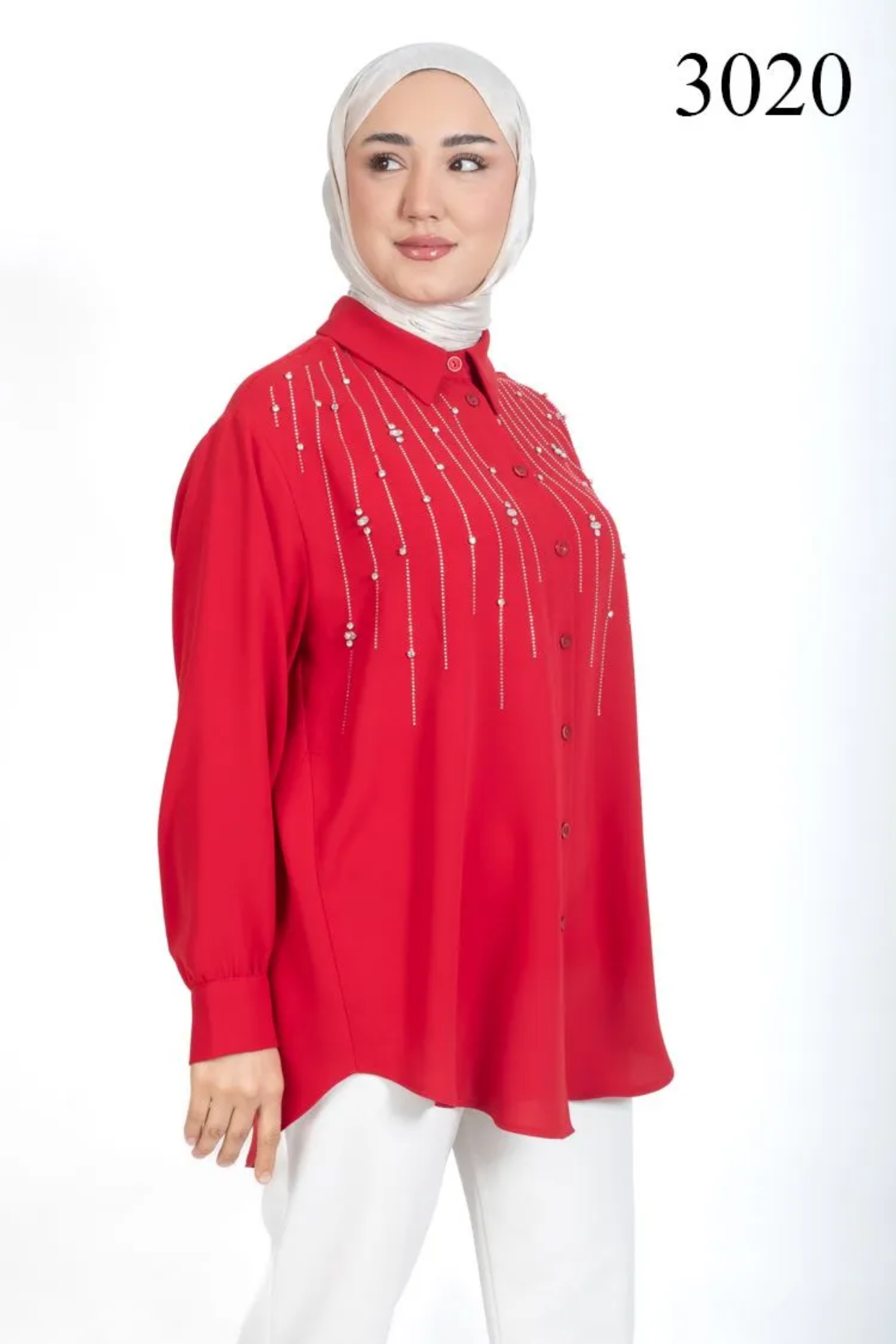 Tesettür 3020 Önü Taşlı Tunik
