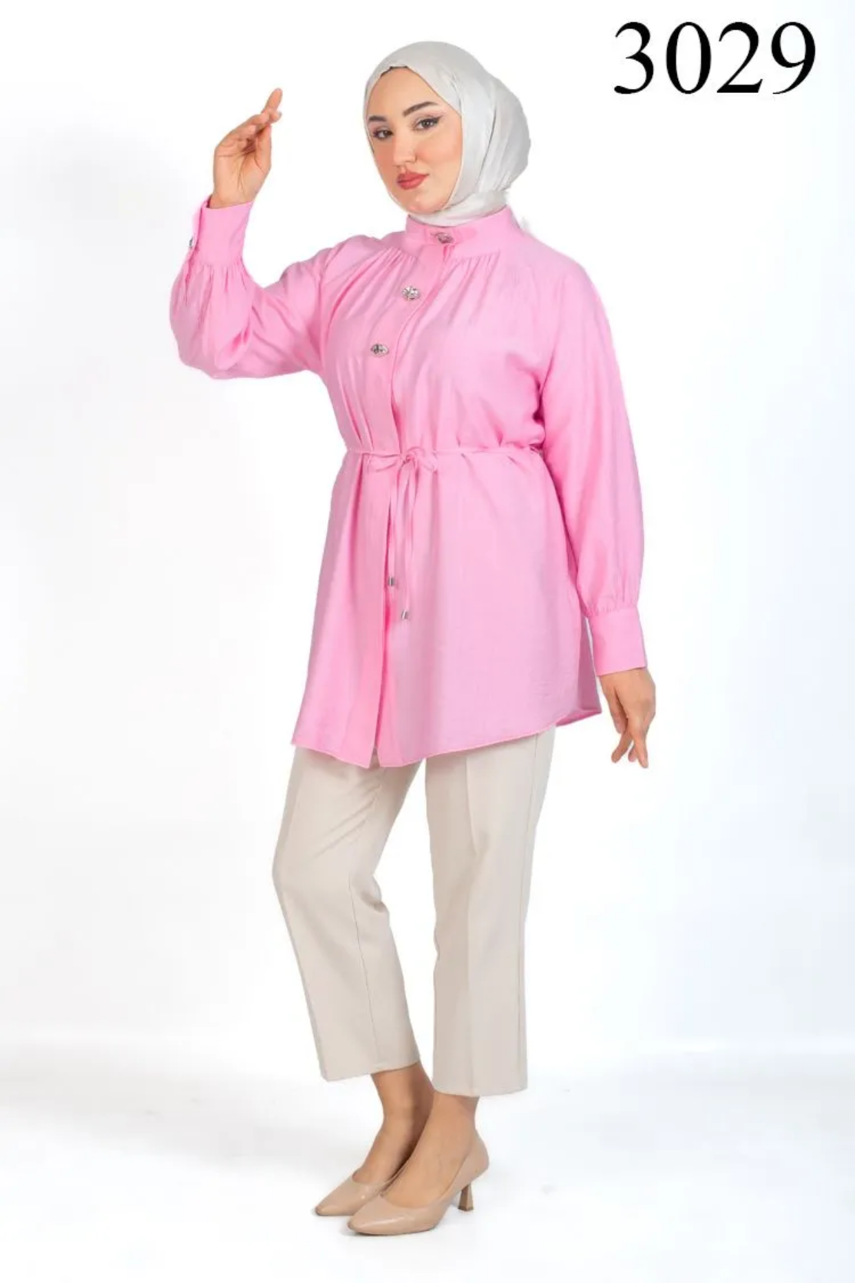 Tesettür 3029 Düğme Detaylı Tunik