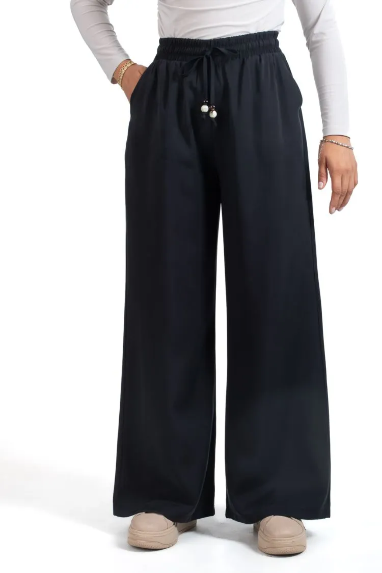 Tesettür 3243 Beli Lastikli Bol Paca Pantolon