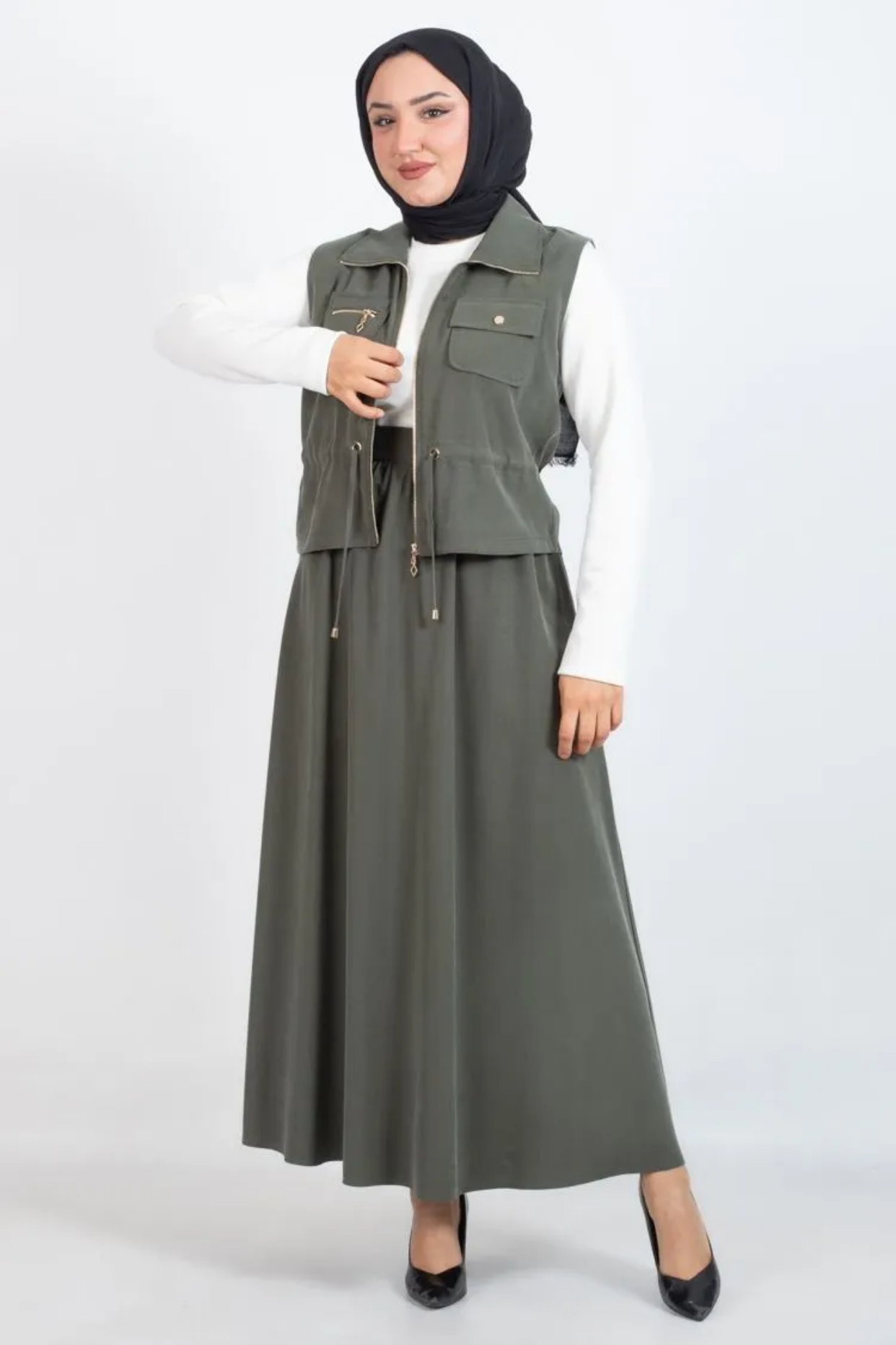 Tesettür 3403 Üçlü Etekli Takım