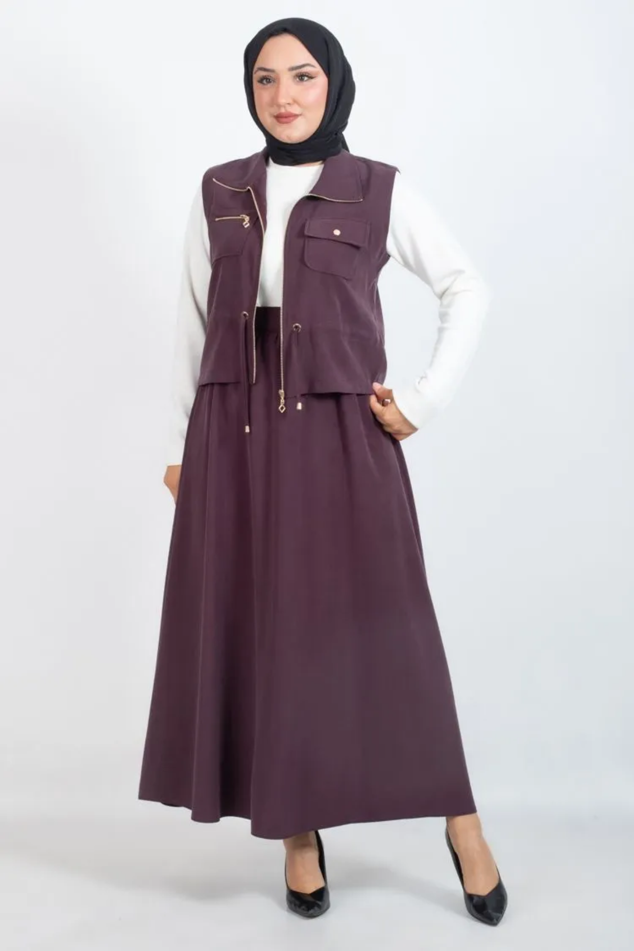 Tesettür 3403 Üçlü Etekli Takım