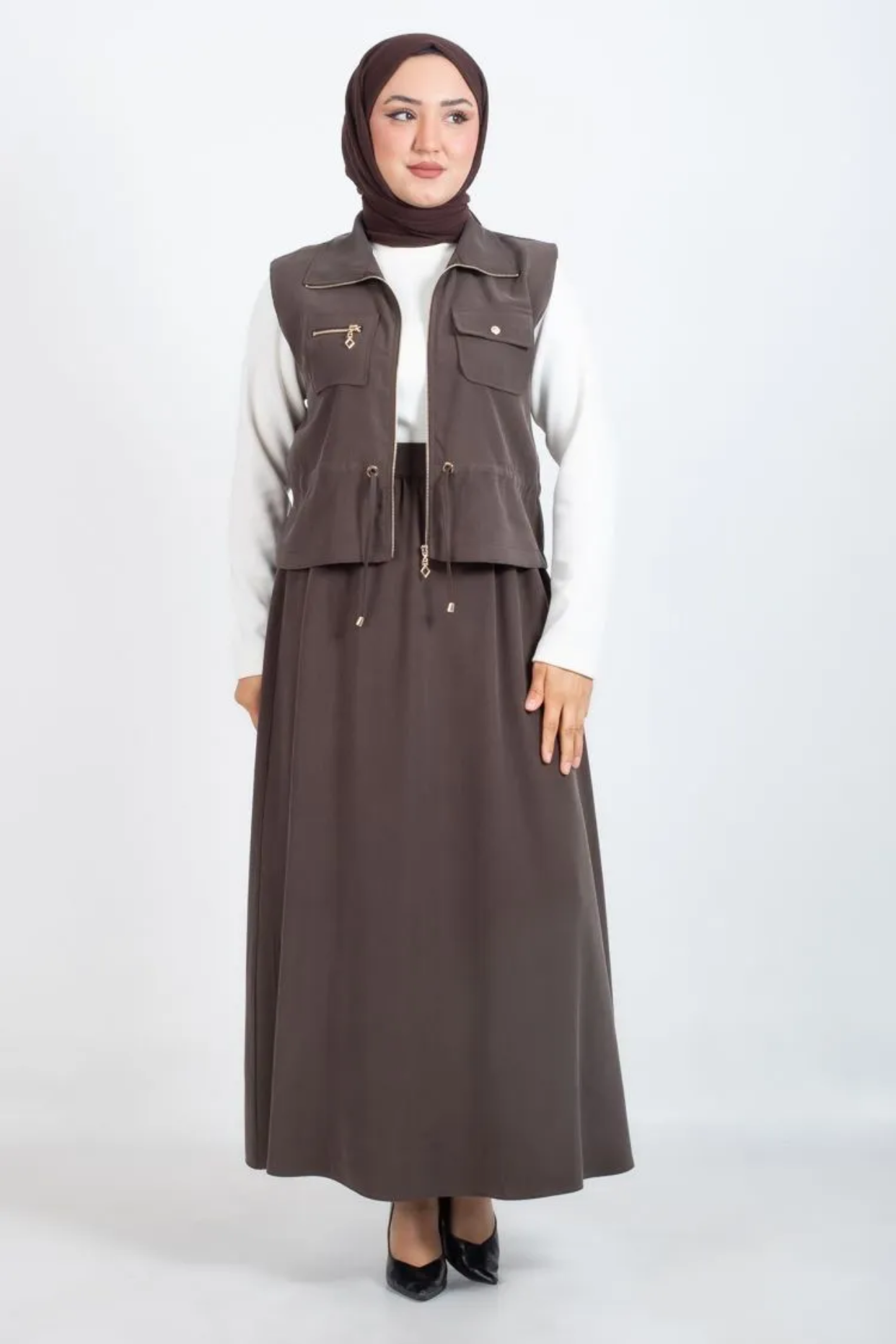 Tesettür 3403 Üçlü Etekli Takım
