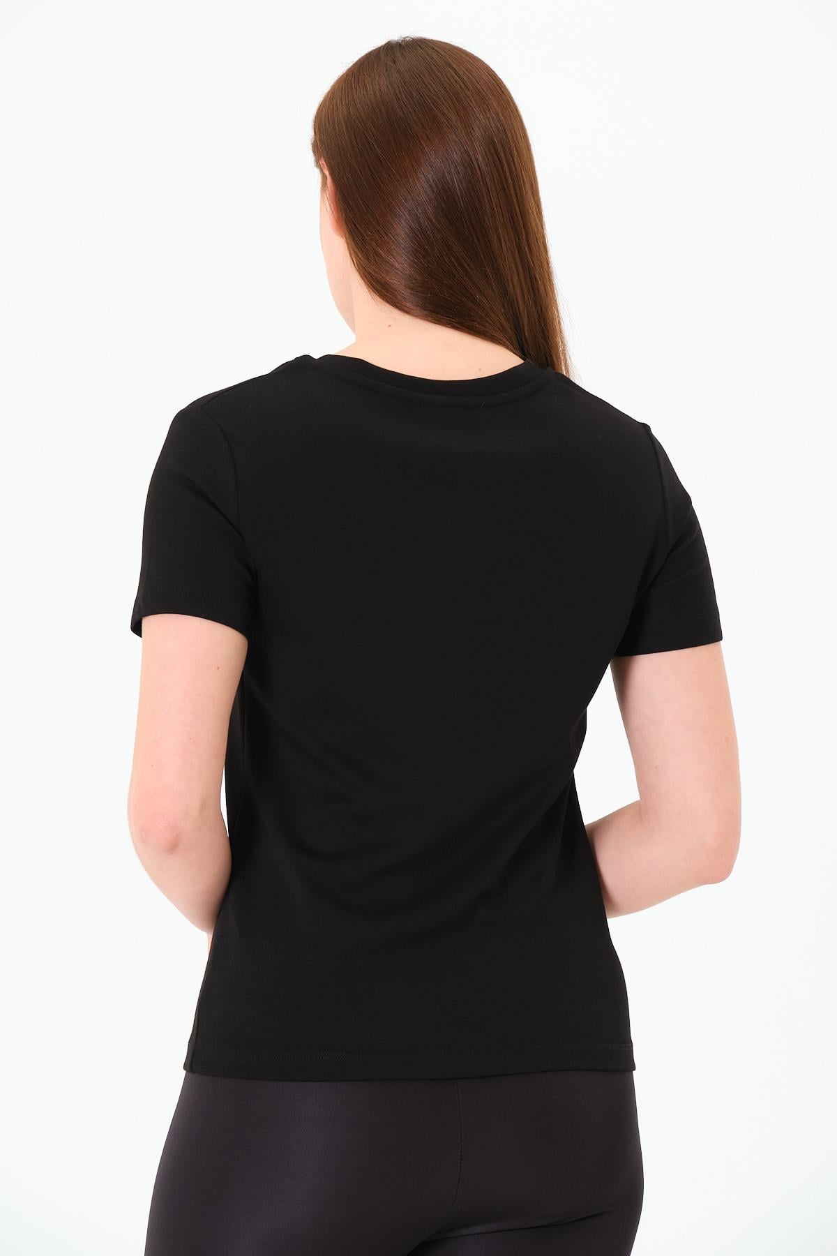 V Yaka Premium Modal Kumaş Basic Tişört - Siyah