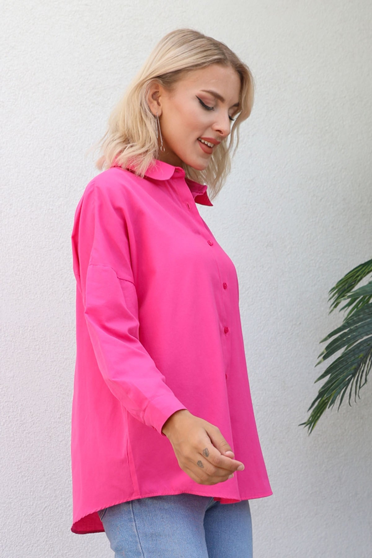 Basic Model Gömlek Fuşya