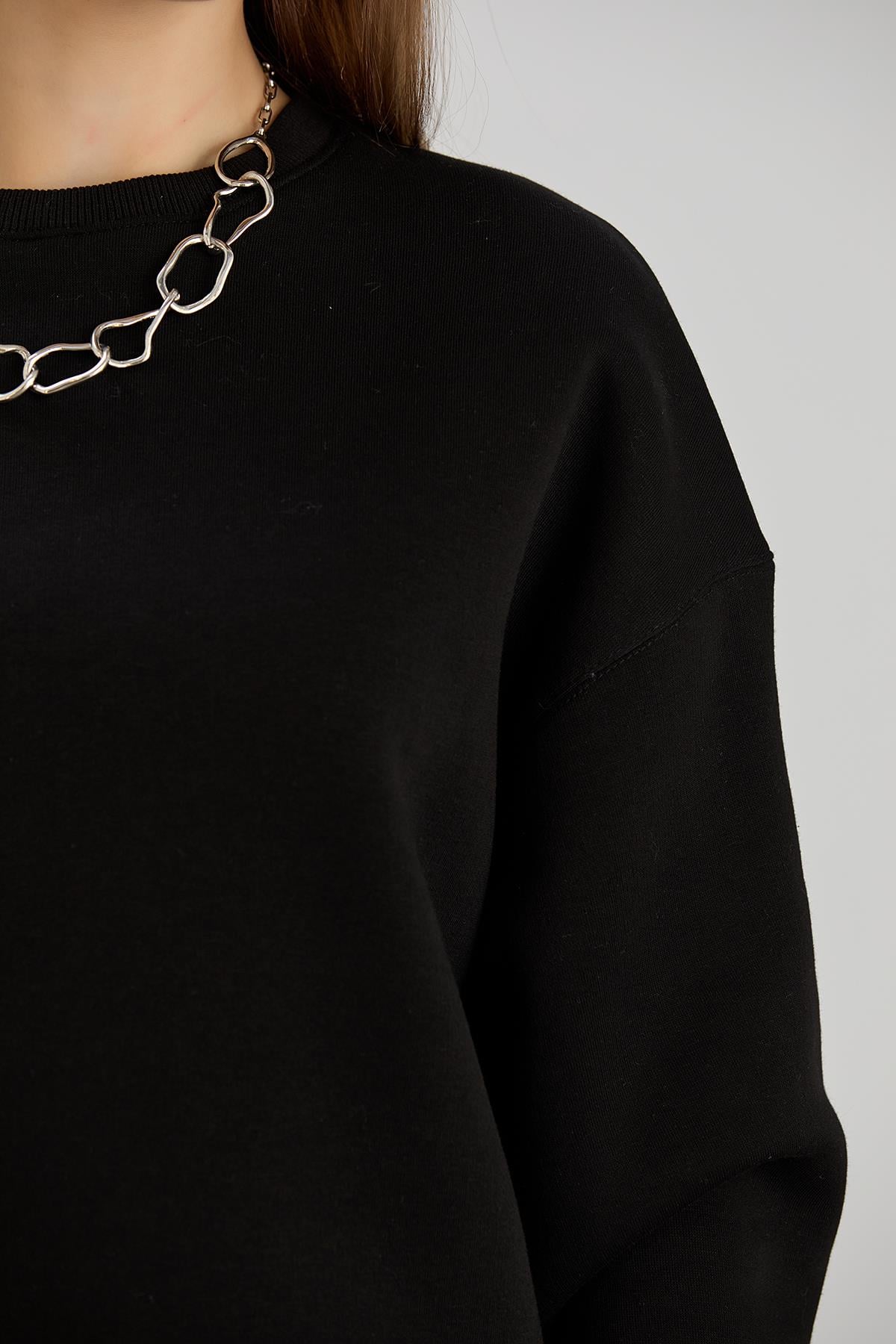 BİS.YAKA BASİC ÜÇ İPLİK SWEAT Siyah