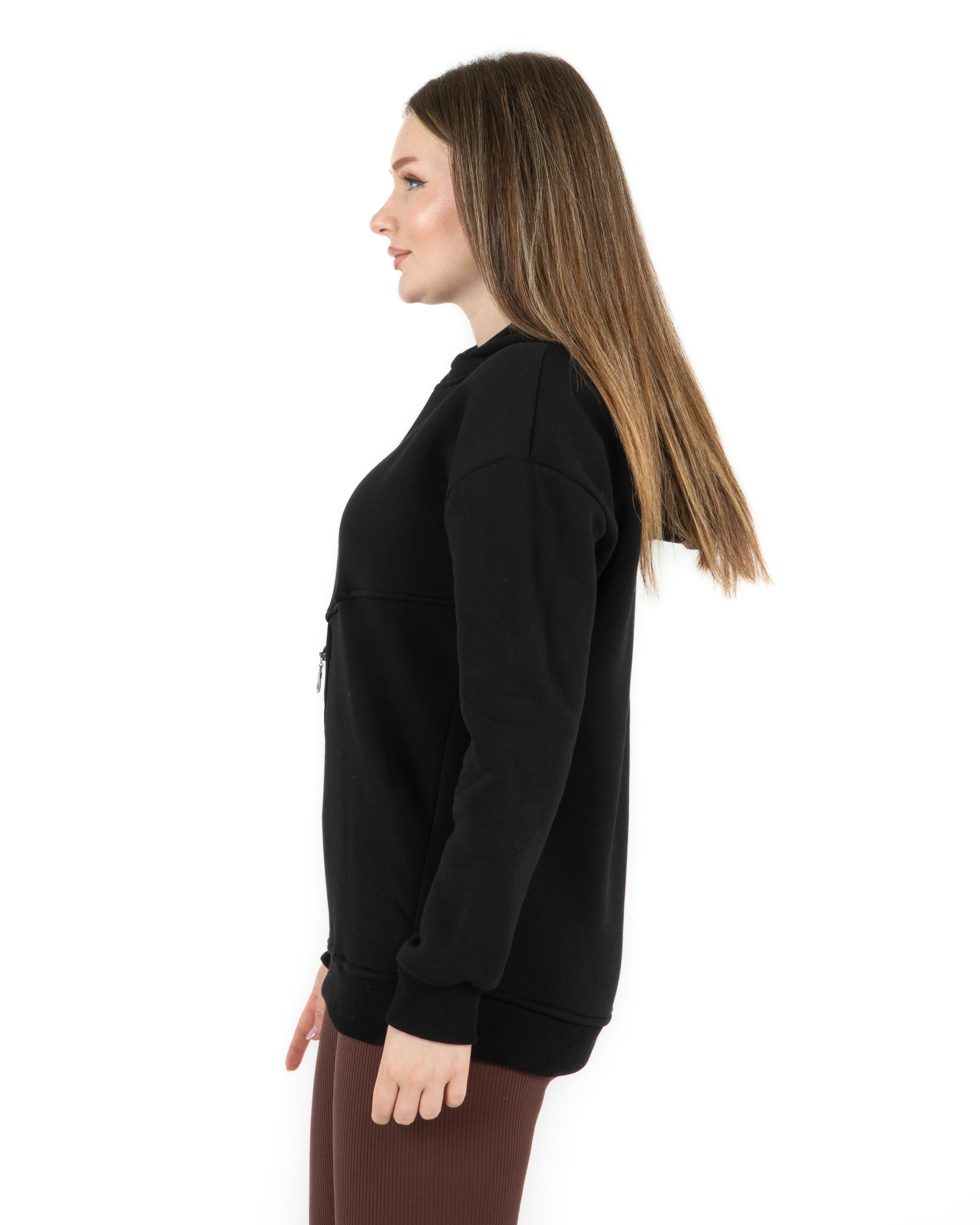 Cep Fermuarlı Sweat Siyah